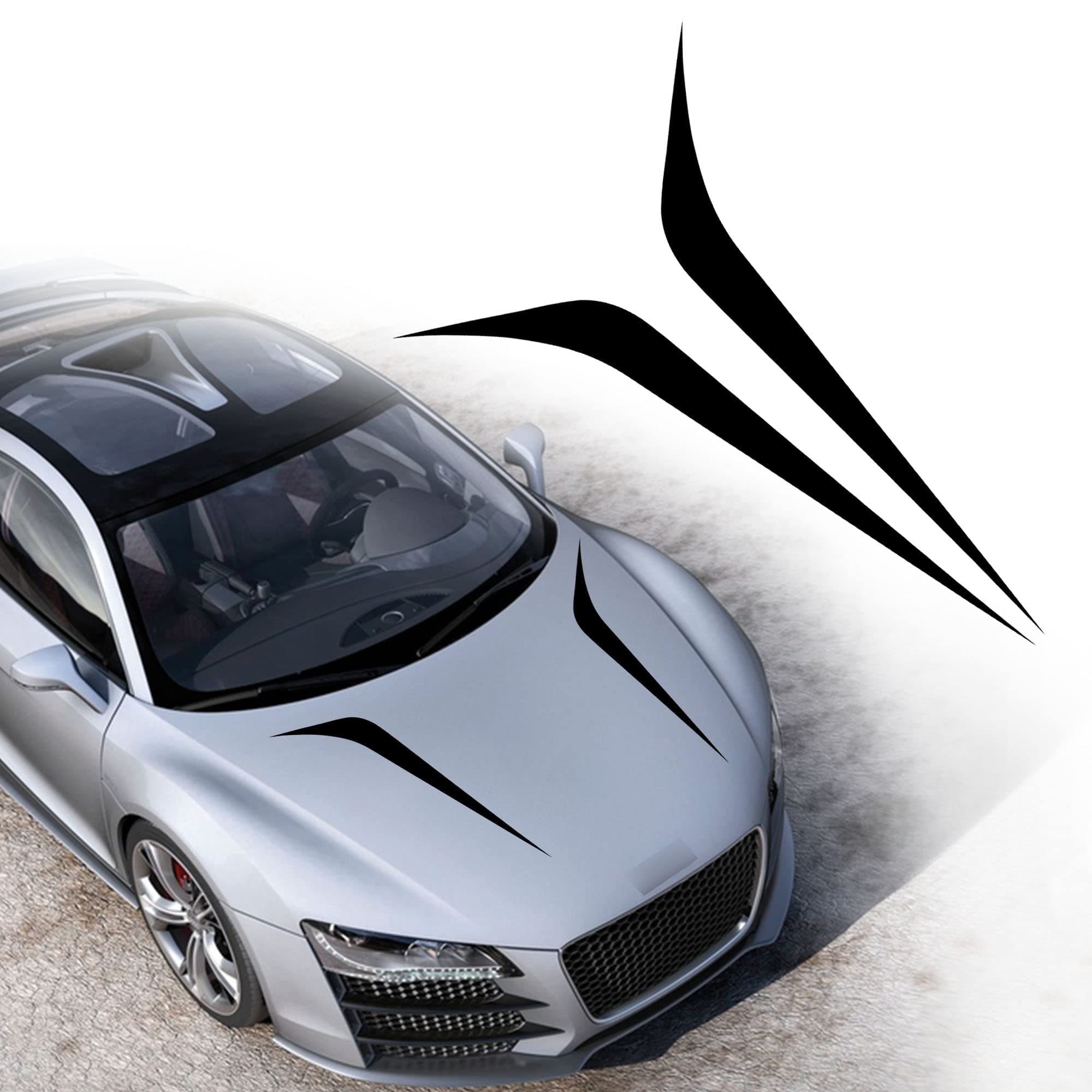 TOMALL 2pcs 39" Car Hood Stripe Sticker for Auto Racing Sport Body Side Skirt Roof Hood Bumper Stripe Decal Universal Vinyl Modified Decoration for SUV Off-Road Vehicles (Black)