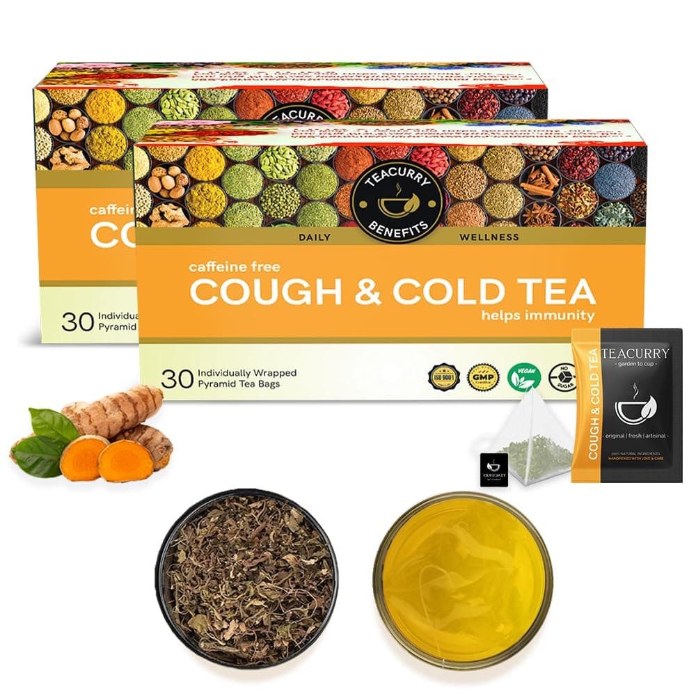 Tea For Cold And Cough-60 Pyramid Tea Bag Helps Runny Nose, Sneezing, Cough, Cold And Sore Throat|Relieves Fever, Dizziness, And Sneezing 100% Natural Herbal Cough Ginger Tea, 100 Grams