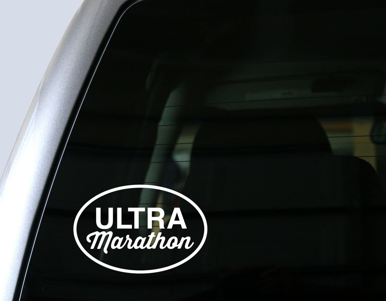 Ultra Marathon Car Decal, Endurance Running Bumper Sticker - Race, Runner Gift, Long Distance - Vinyl for Window, SUV (5 inches Wide, White)