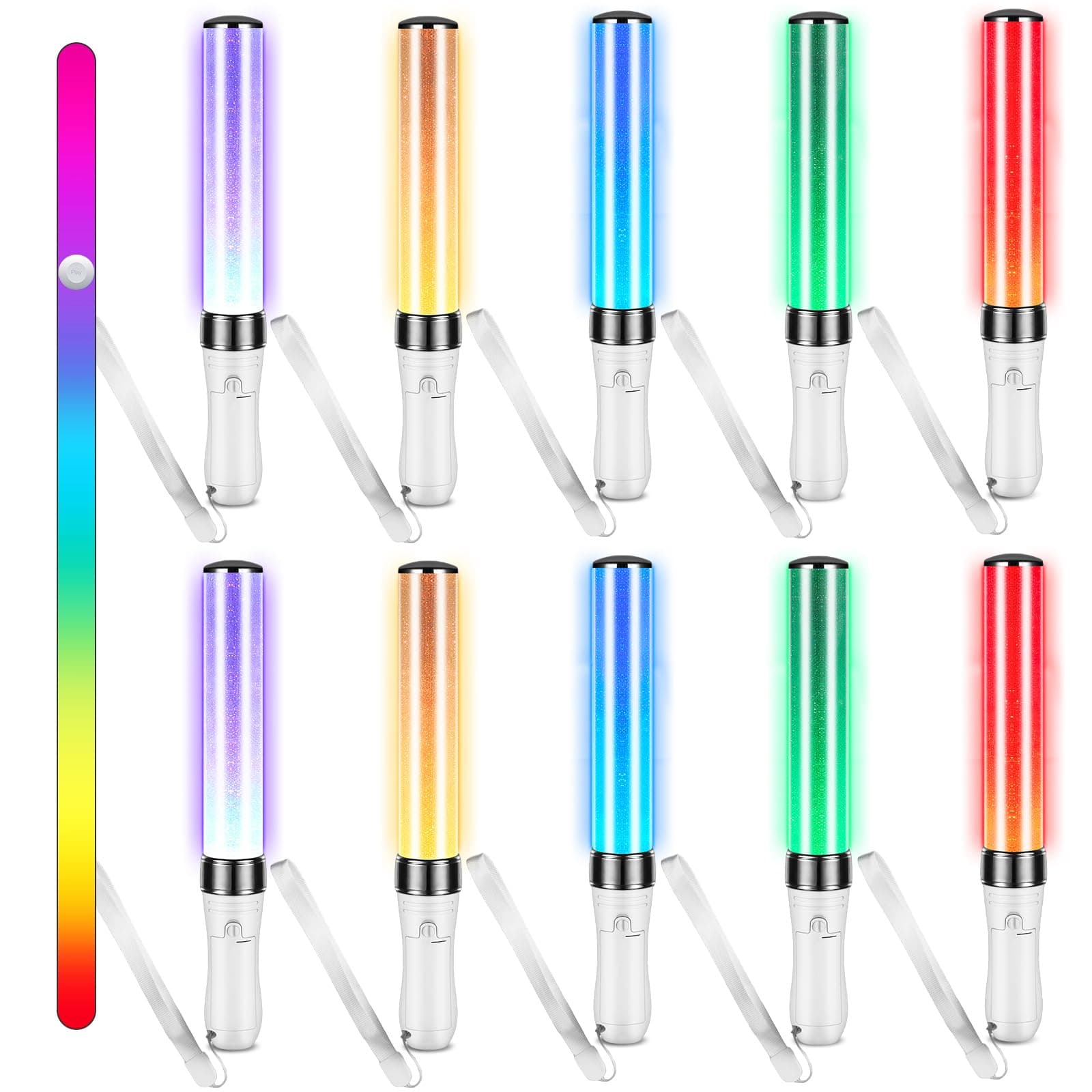 3 Pcs K-pop Lightstick LED Glow Sticks 15 Color Reusable Concert Stick, Manual and Automatic Mode, Idol Flashing Glow Sticks Wotagei Party Supplies for Raves Emergency Camping