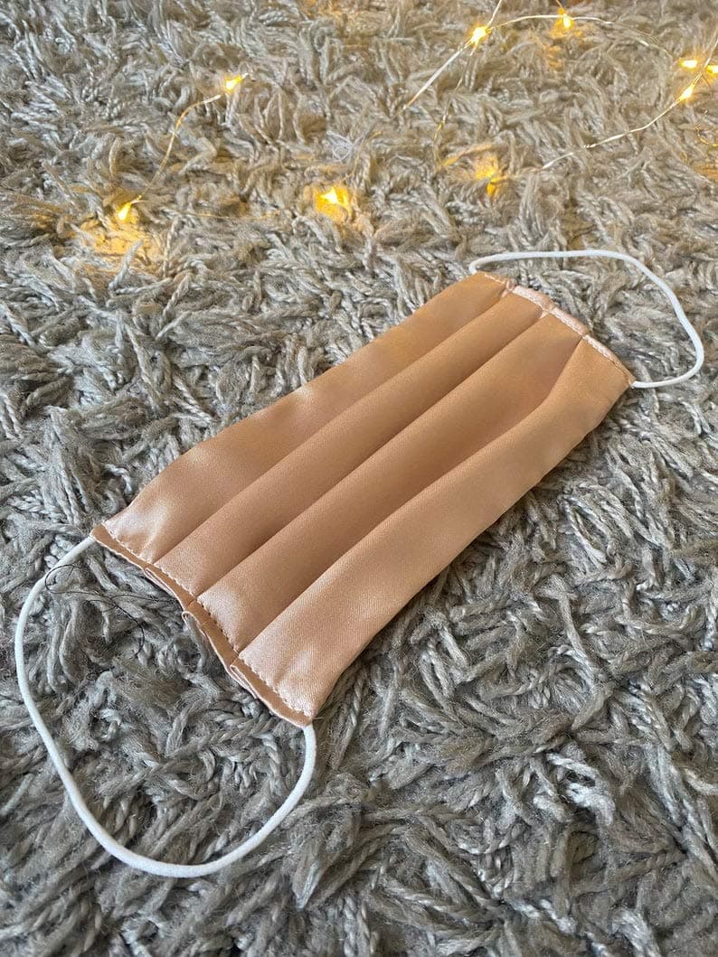 DEHMAN 100 - Percent Silky Satin Silk Face Mask, Breathable Hypoallergenic Face Mouth Protection, Pocket Washable Reusable Soft Elastic,