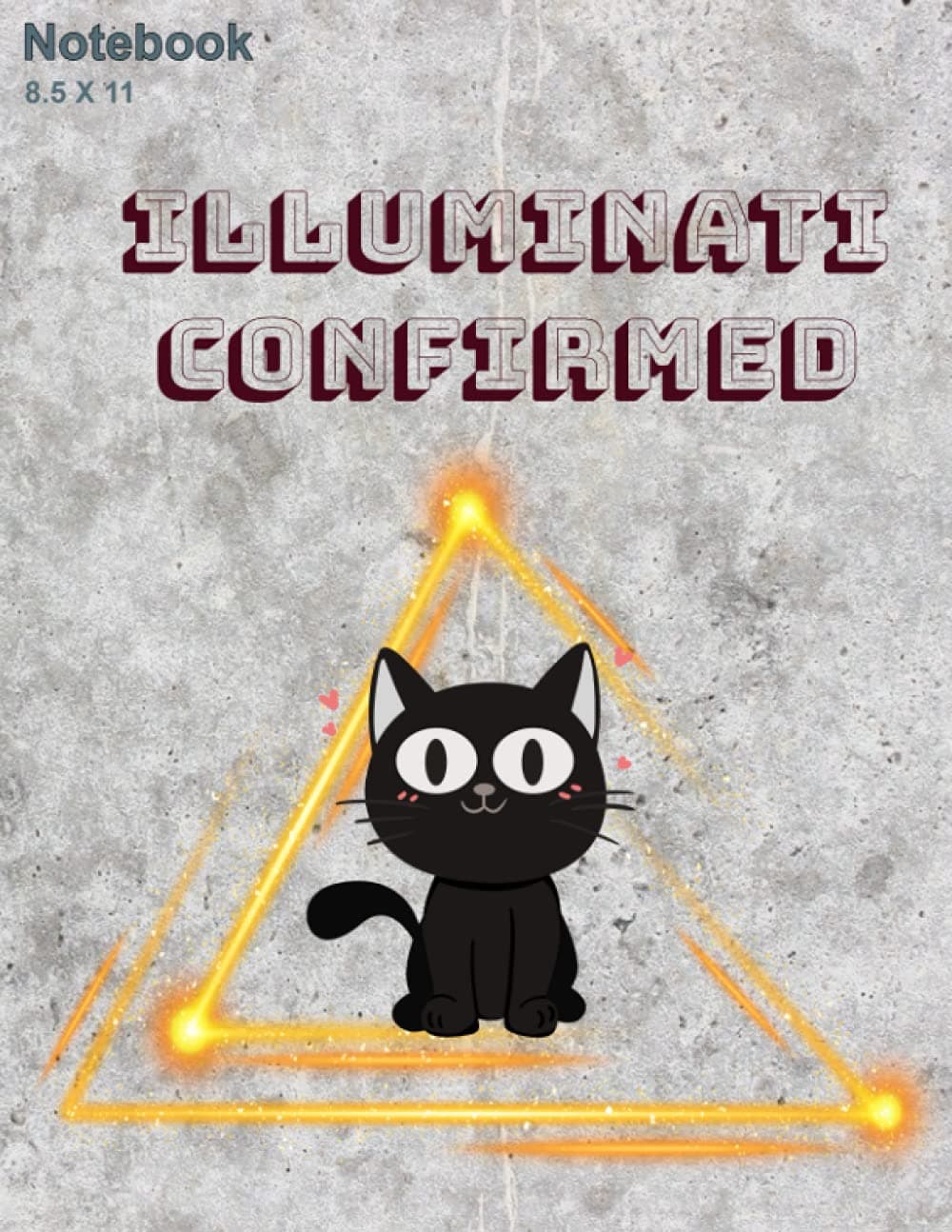 Notebook 8.5 X 11 Funny Cat Theme: Izzy Lee brand, Illuminati Confirmed, Cute, Funny, Unique Quotes