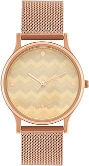 TEAL BY CHUMBAK Round Dial Analog Watch for Women|Chevron Collection| Stainless Steel Strap|Gifts for Women/Girls/Ladies |Stylish Fashion Watch for Casual/Work