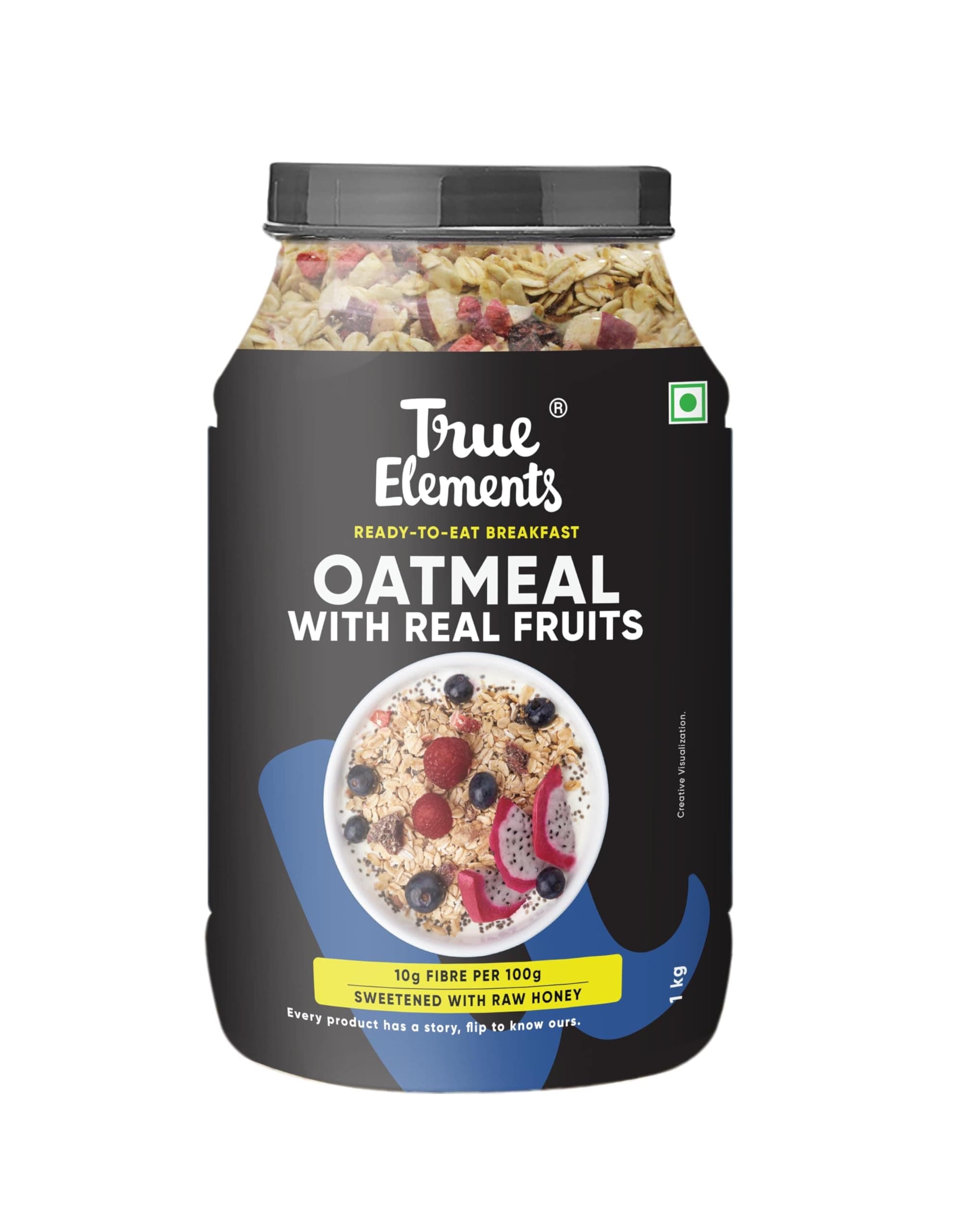 Whole Oatmeal 1kg | Overnight Oats | Breakfast Food | Healthy Diet | Oatmeal for breakfast | Oats with Chia Seeds, dryfruits and nuts | No added refined sugar | 68% Rolled Oats, Chikoo,