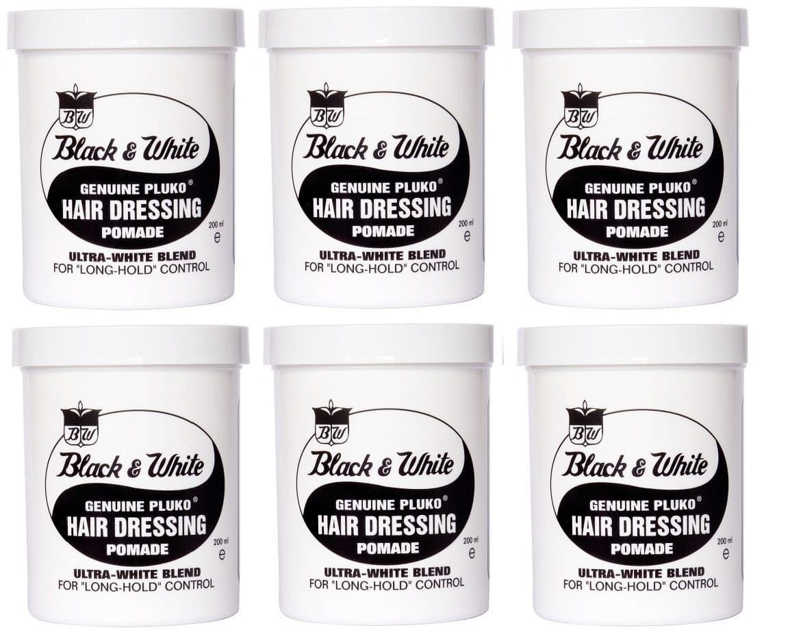 Black & White Genuine Pluko Hair Dressing Pomade 200ml x6