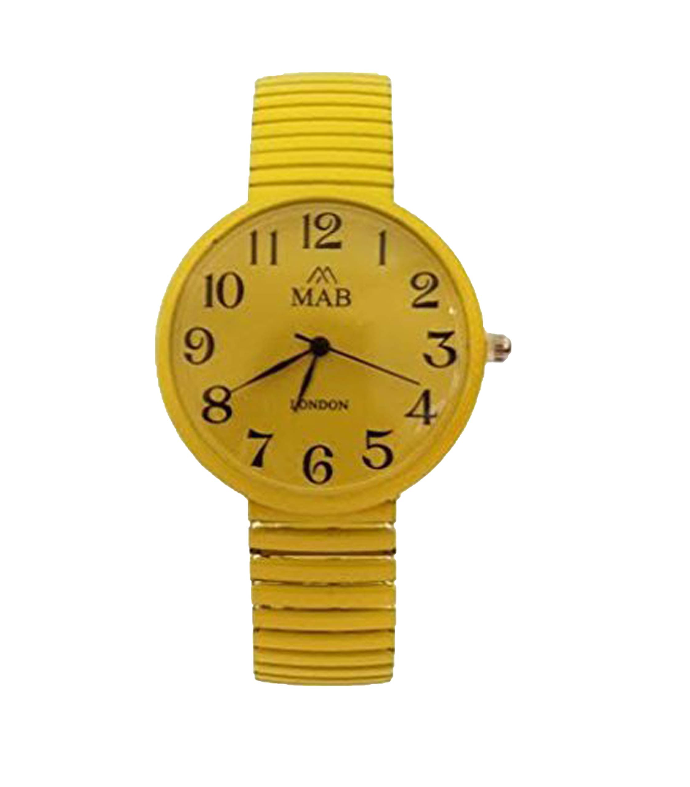 Unisex Yellow Coloured Expandable MAB Designer Fashion Metal Watch Round Extra Battery