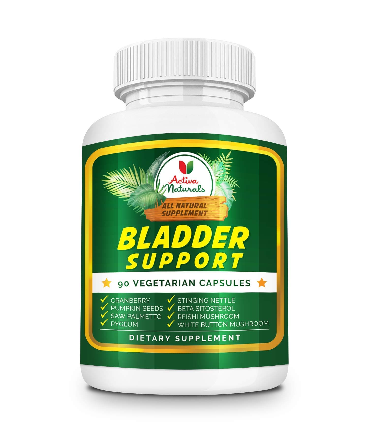 Saw Palmetto Supplement, Bladder Health Support Vitamins with Beta-Sitosterol, Cranberry, Pumpkin Seeds, and White Button Mushrooms, Vegan, 90 Veggie Capsules (30 Servings)