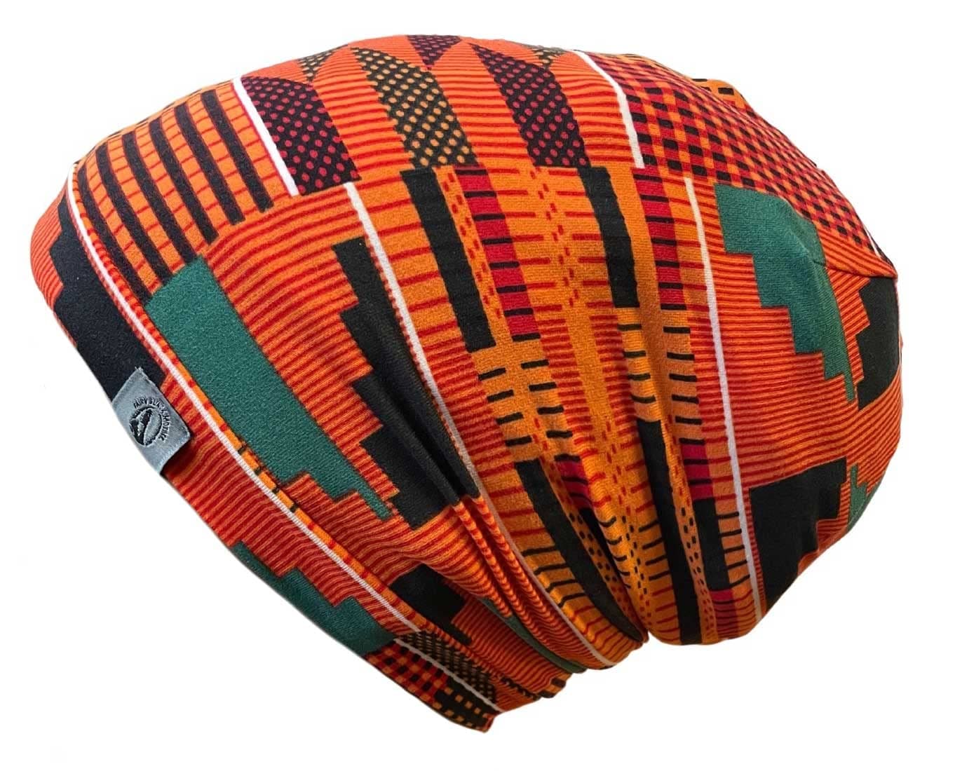 Fairy Black Mother Day & Night Adjustable Hair Cap Satin Bonnet Alternative for All Hair Styles Dreadlocks Locs & Braids(Orange kente,Small)
