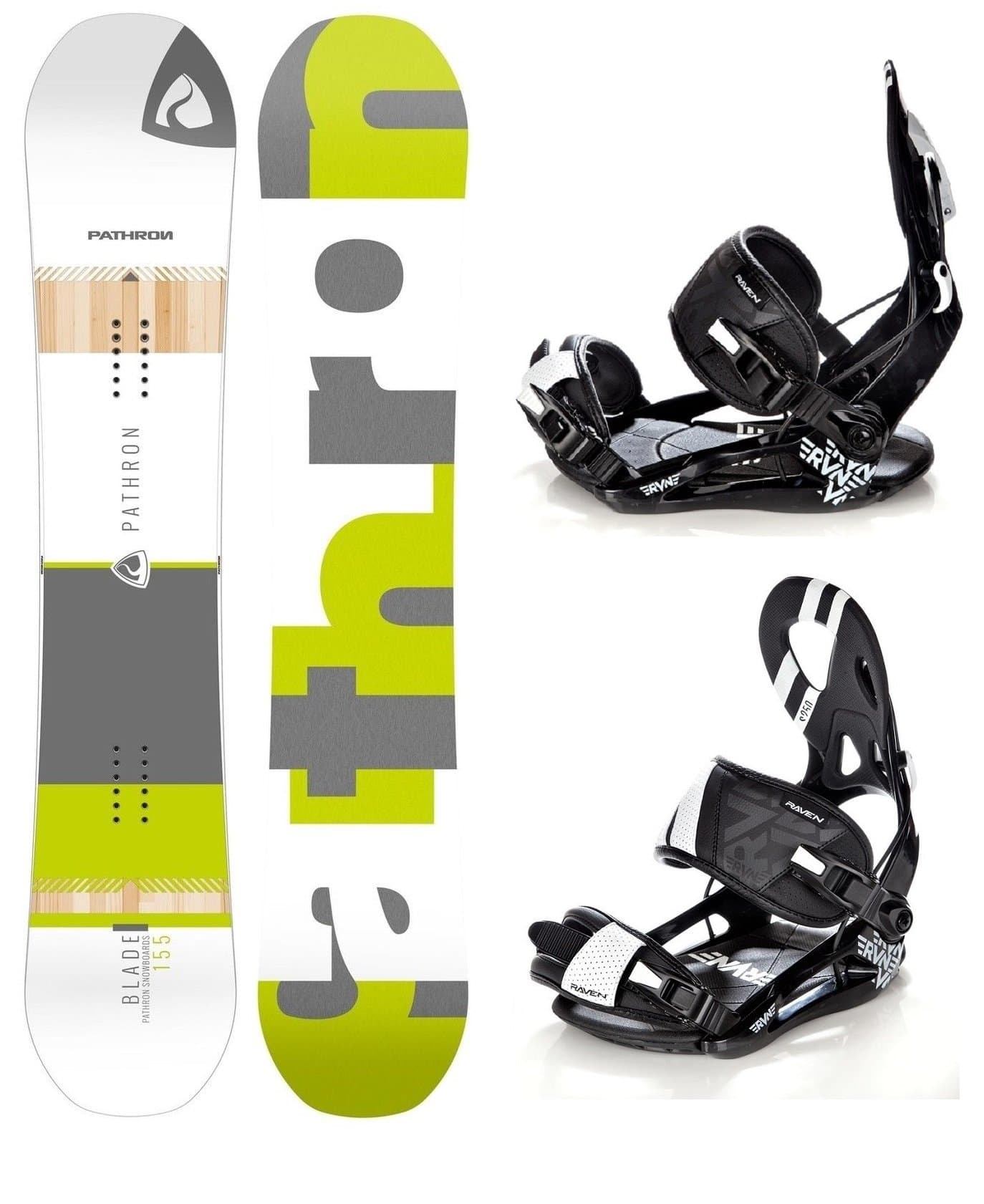 Pathron Snowboard Set: Snowboard Blade + Bindings Raven s250 Black XL