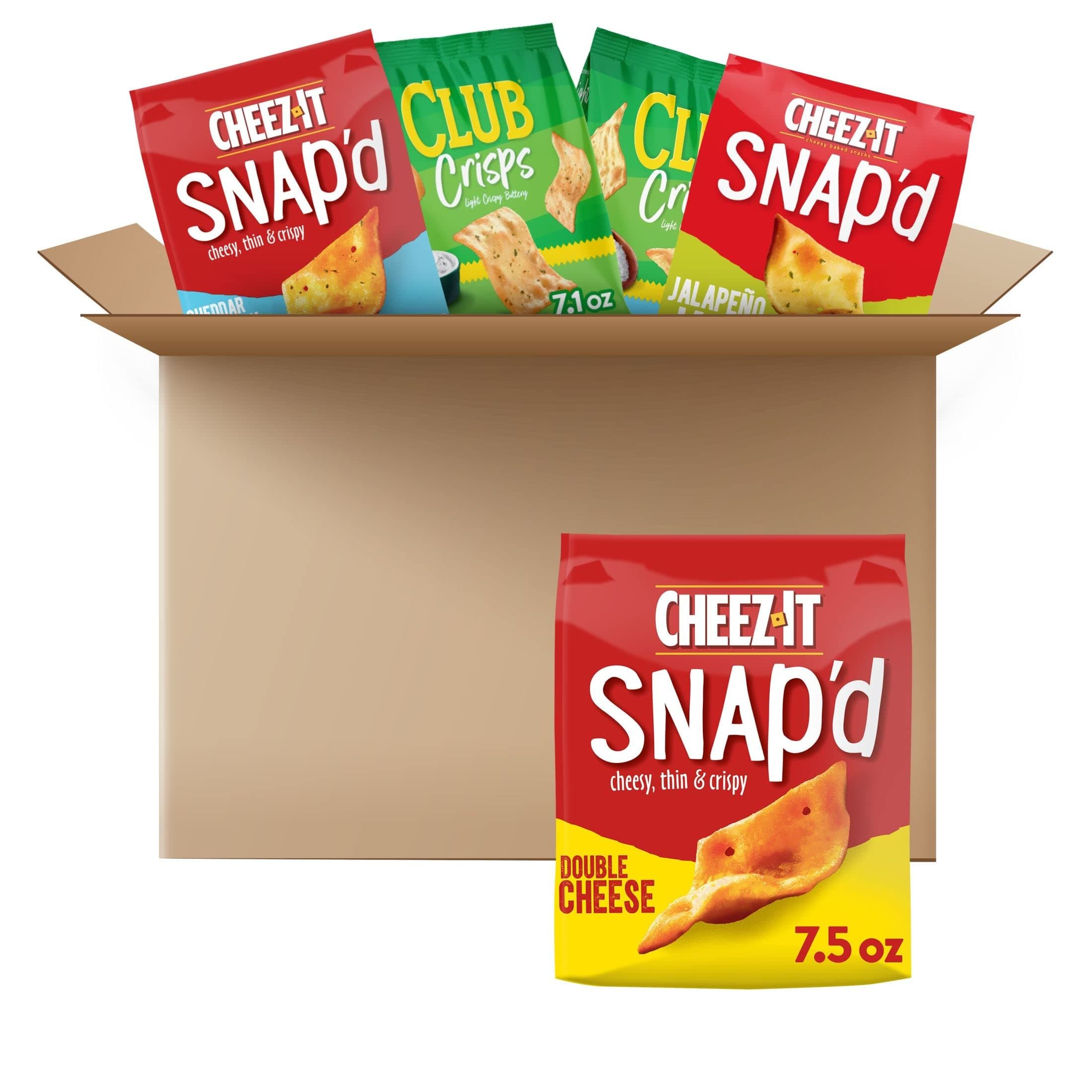 Cheez-It and Club Baked Crisps, Lunch Snacks, Variety Pack (5 Bags)