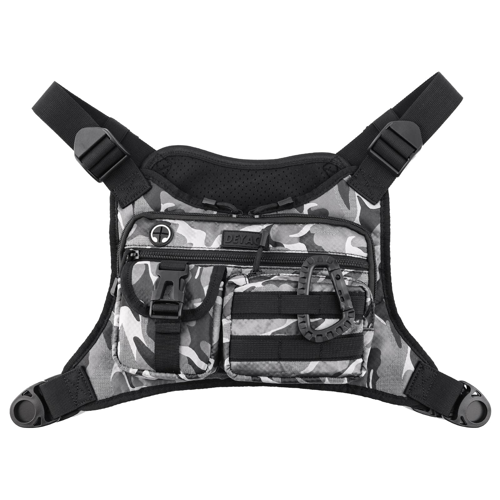 Chest Bag For Men, Tactical Inspired Sports Utility Chest Pack, EDC Pouch Bag With Built-In Phone Holder for Workouts, Running, Cycling, Grey