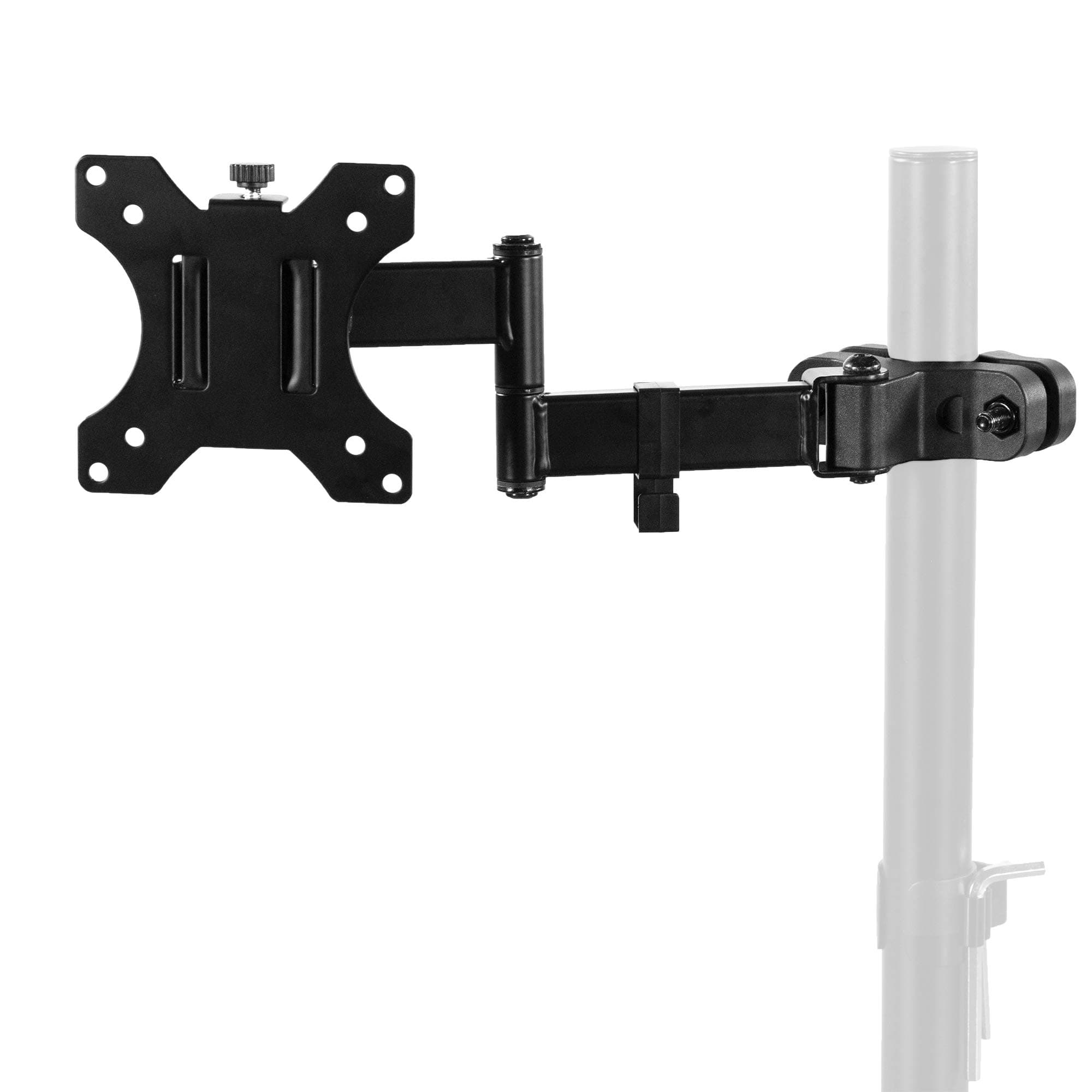 Steel Universal Full Motion Pole Mount Monitor Arm with Removable 75mm and 100mm VESA Plate, Fits 17 to 32 inch Screens, Black, MOUNT-POLE01A