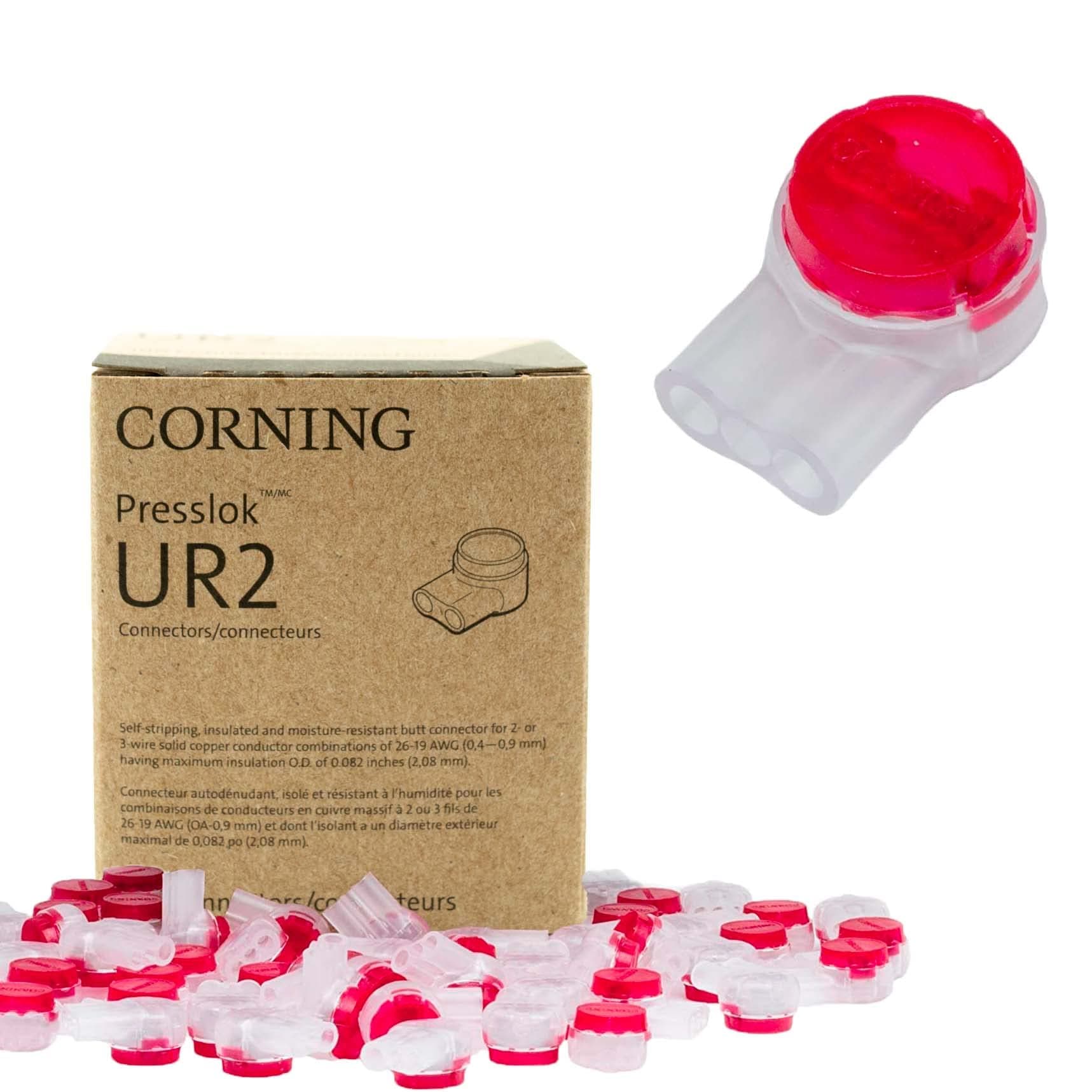 Corning UR2 Presslok 100pk Solvent Resistant Splice Terminals for 2 or 3 Insulated Wires, Electrical, Automotive, Oil, Data, Telephone (100)