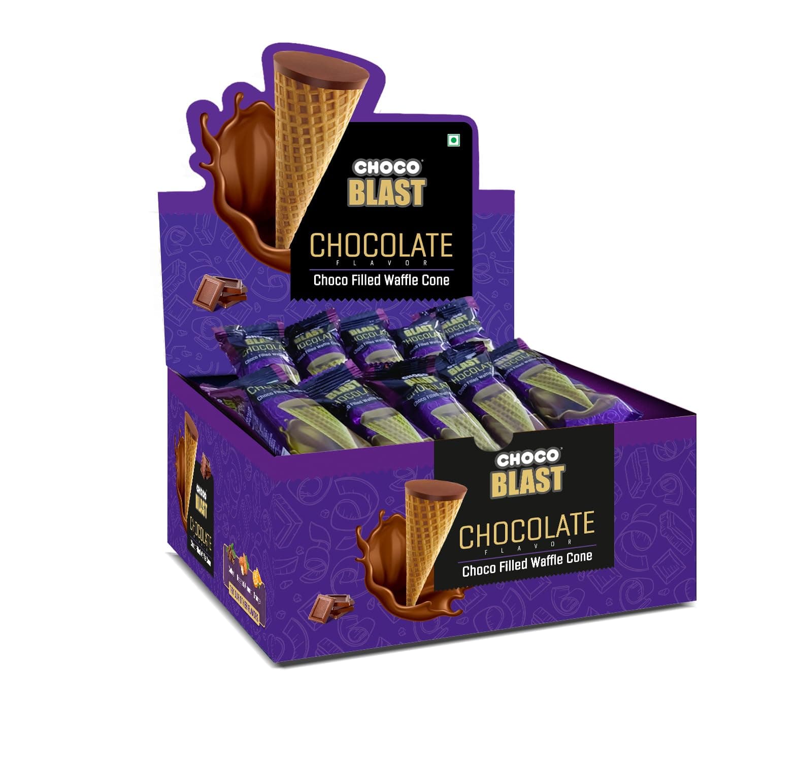 Pure Temptation Chocoblast Waffle Cones [36 Pieces] Snacks for Kids & Adults - Non-Meltable Gift Pack - Individually Wrapped Chocolate gift Cone Bites - Chocolate-Filled Waffle Cone