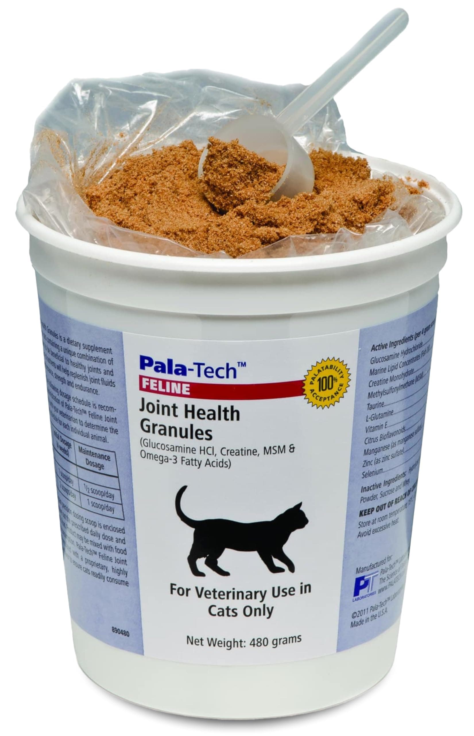 PalaTech Feline Joint Health Granules (1lb) – Glucosamine for Cats, MSM, Creatine & Omega – Cat Joint Supplement Supports Healthy Joints & Muscles in Feline – Easy to Mix with Food