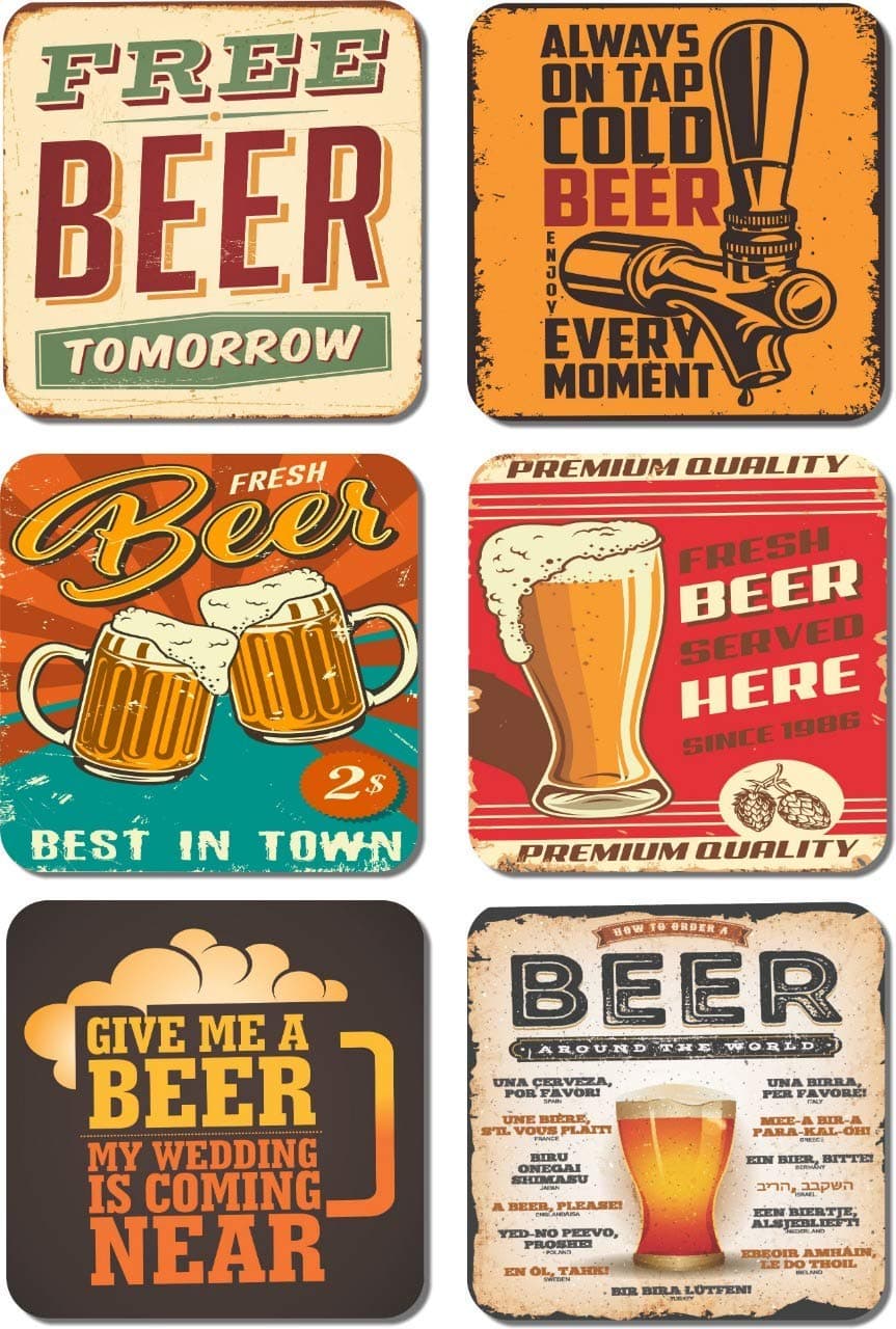 Designer Handmade Wooden Coaster Set for Home Kitchen, Office Desk (Set of 6, 4 x 4 Inch)