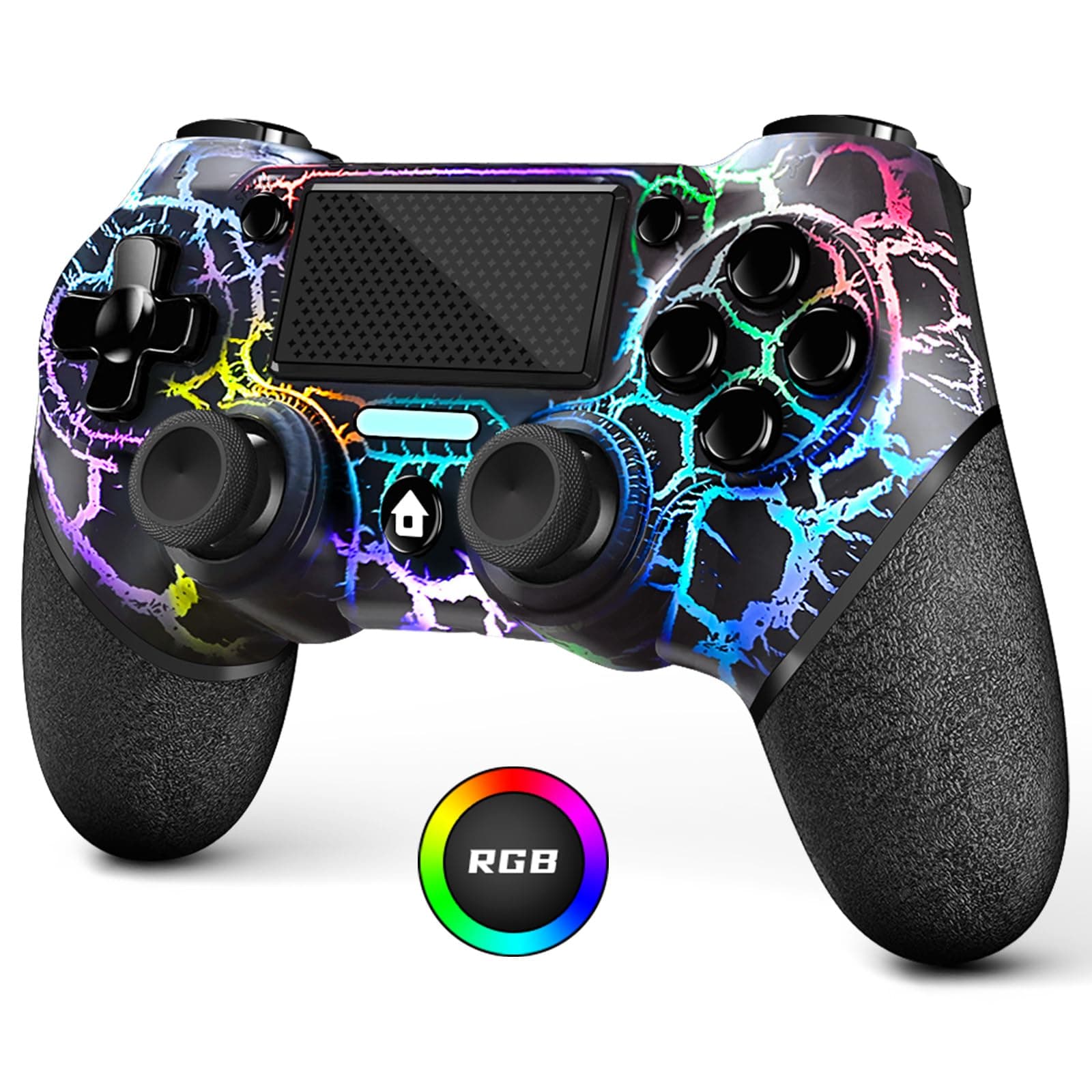 - AceGamer Light-up Wireless Controller for PS4,Black Crack Custom Design with RGB Light,1000mah Battery, 3.5mm Audio Jack and Turbo Function,Compatible with PS4/Slim/Pro and Windows PC
