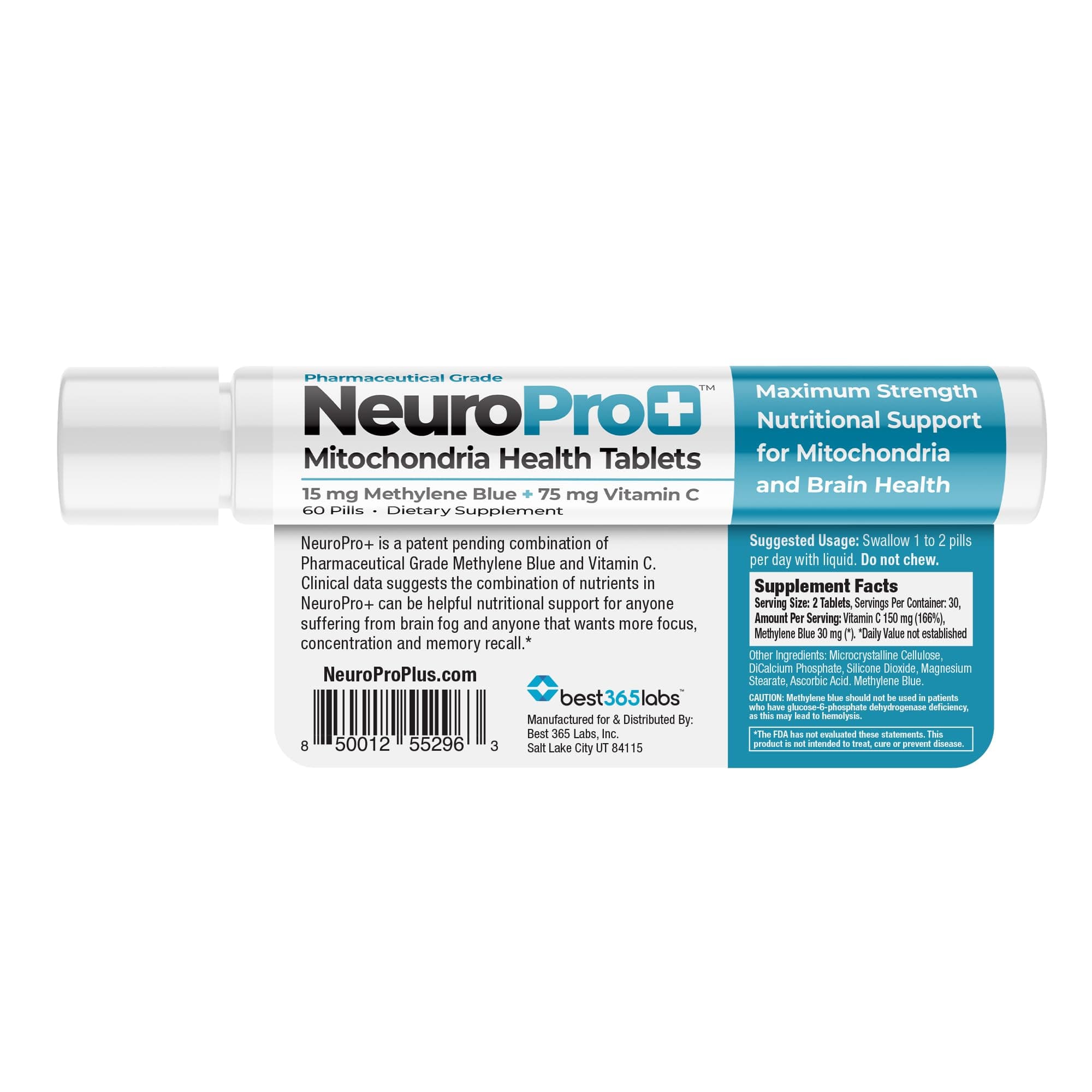 NeuroPro+ Methylene Blue and C Complex, Mitochondria and Mental Clarity Tablets, 60 Count