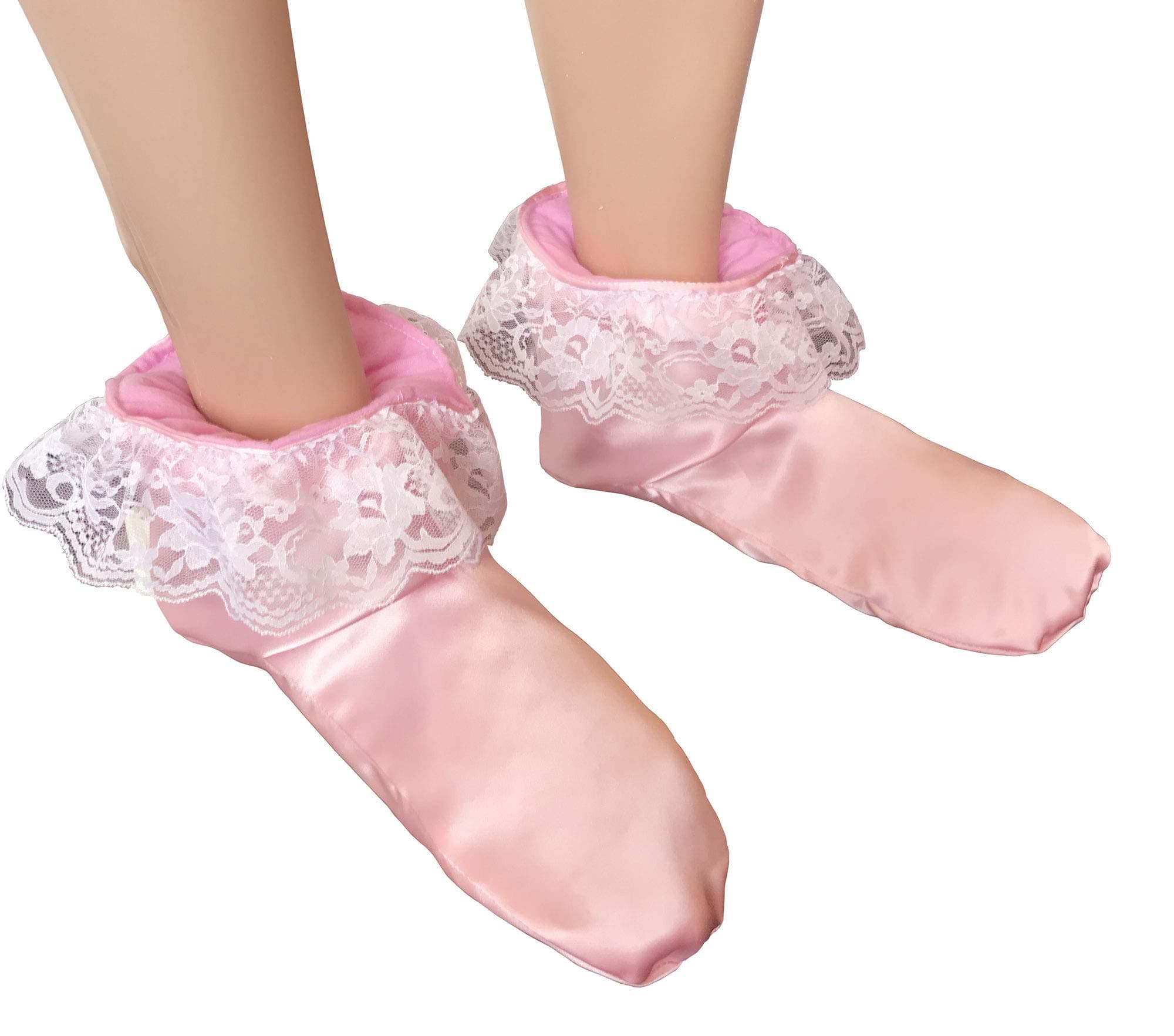 CUDDLZ Pink Shiny Satin Adult Sized Padded and Lined Sissy Booties ABDL