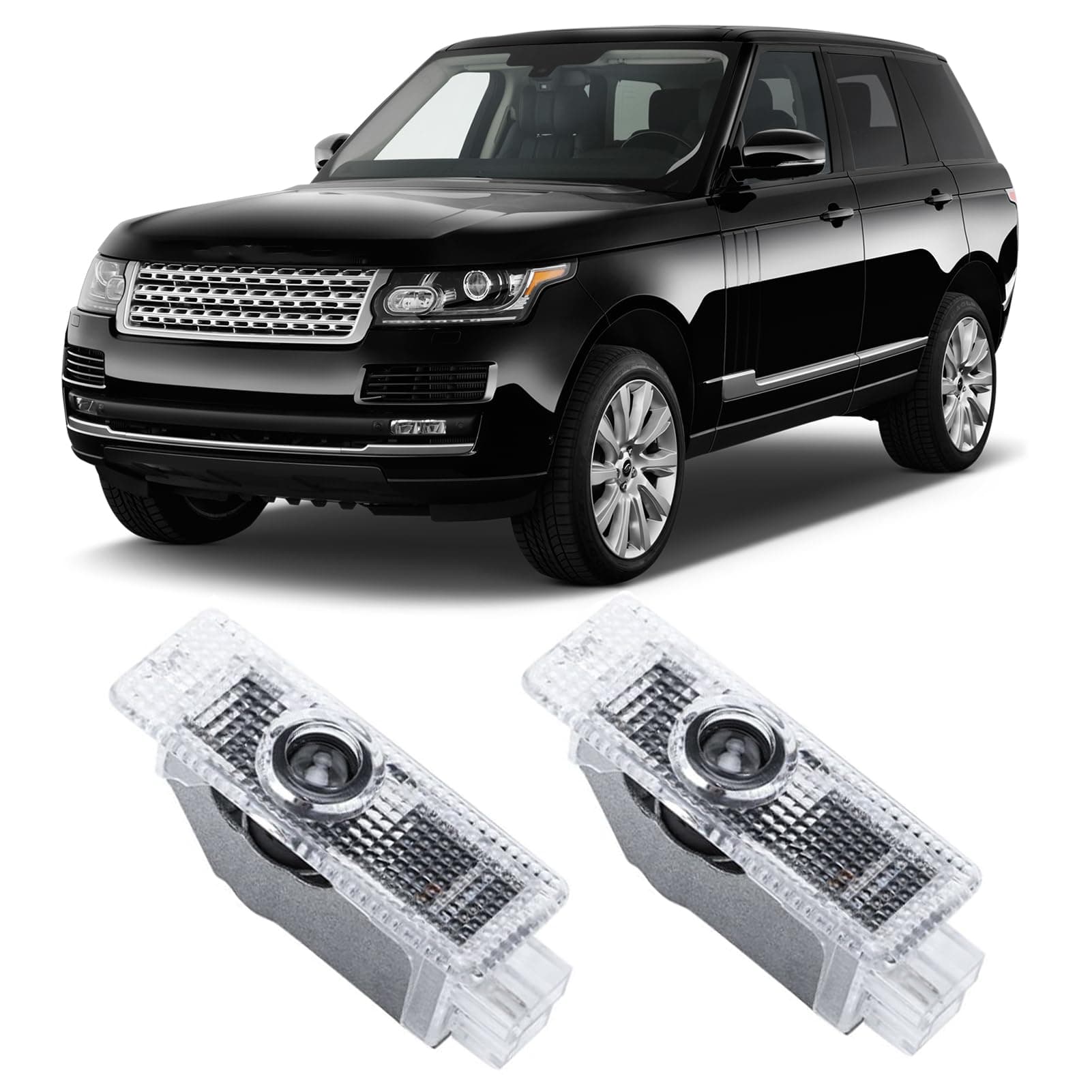 TFSOTLY 2 Pcs Never Fade Door Light Logo, Projection Ghost Shadow Welcome Puddle Light Compatible with Range Rover 2010-2022 Accessories (White & Green)