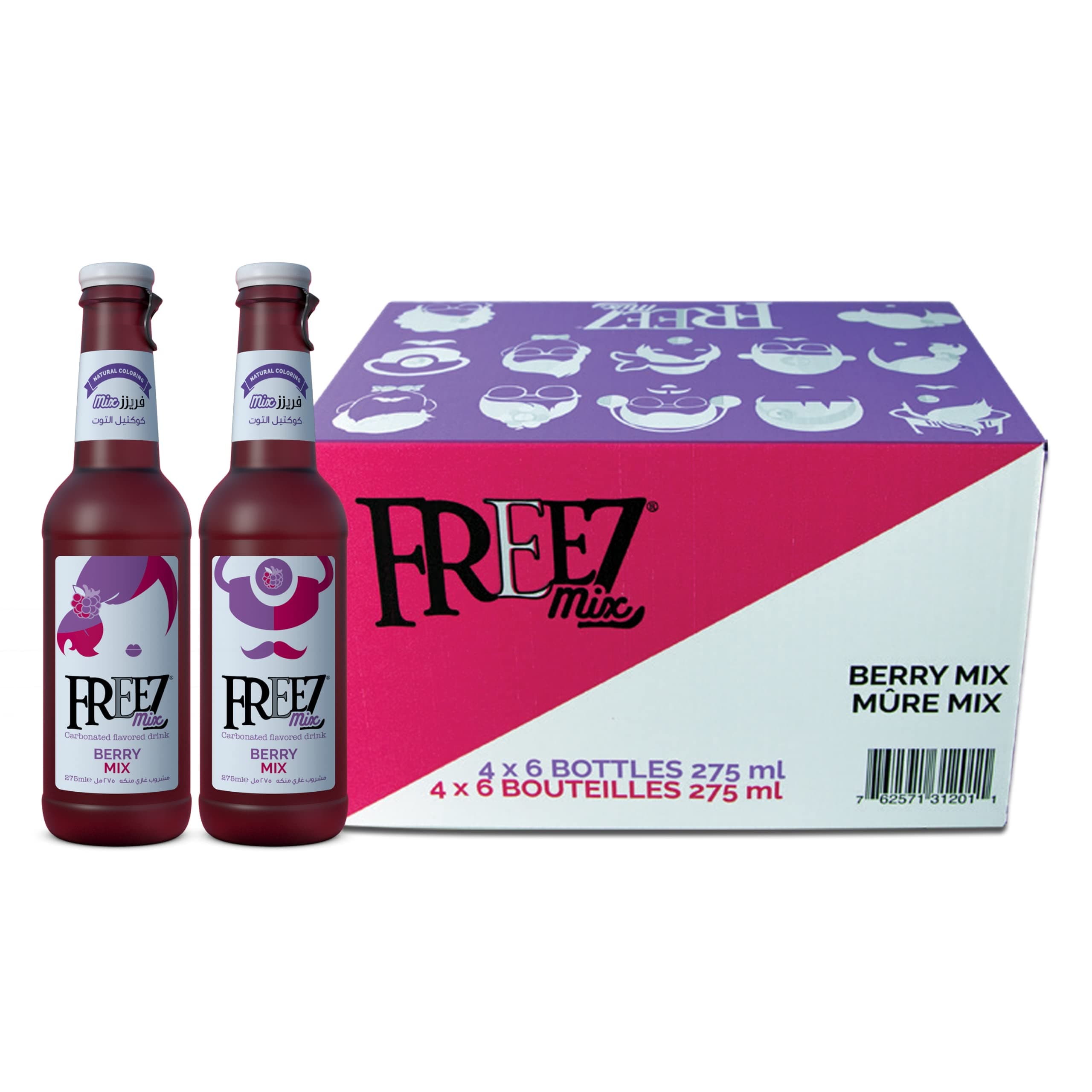 Freez Mix Berry Drink Glass Bottle 275ml 24 pack, Violet