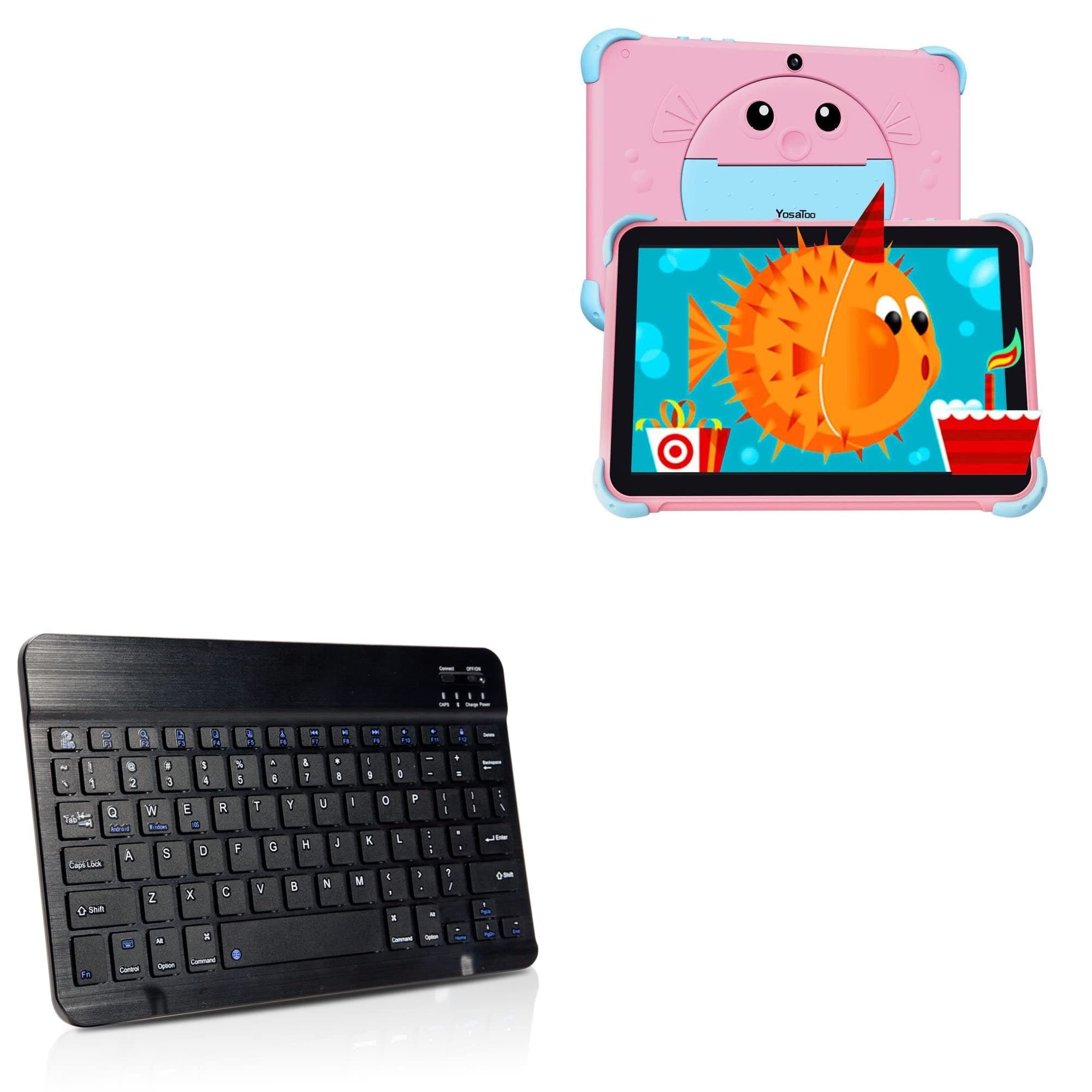 BoxWaveKeyboard Compatible with YosaToo Android Tablet for Kids Y101 (10 in) - SlimKeys Bluetooth Keyboard, Portable Keyboard with Integrated Commands - Jet Black