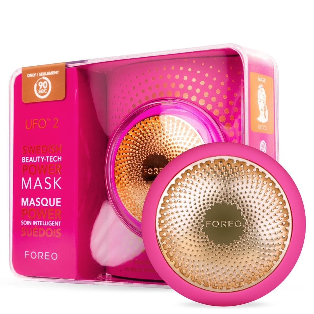 FOREO UFO 2 Full Facial LED Mask Treatment, Full LED Spectrum & Red Light Therapy, Face Masks Beauty Treatment, Warming, Cooling, Face Massager, Moisturiser, Increased Skin Care Absorption, Fuchsia