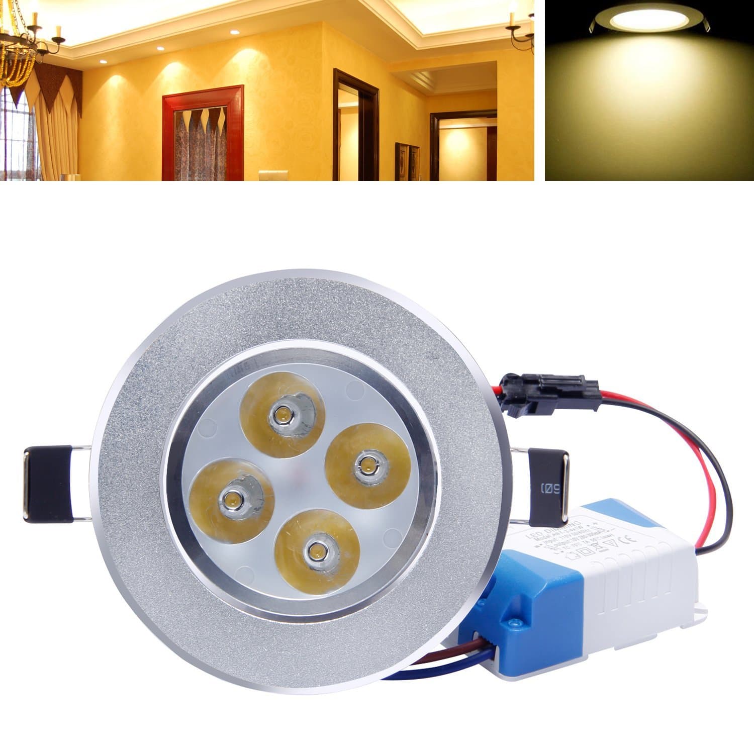 Retrofit Dimmable Recessed Ceiling LED Light with Driver (4-Watt, Warm White 2800-3200K)