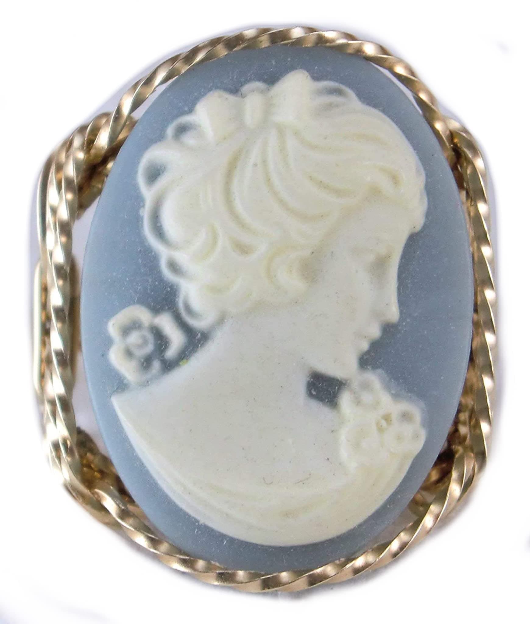 Grecian Goddess Large Blue Cameo .925 Sterling Silver Ring or 14k Gold gf Art Jewelry HGJ