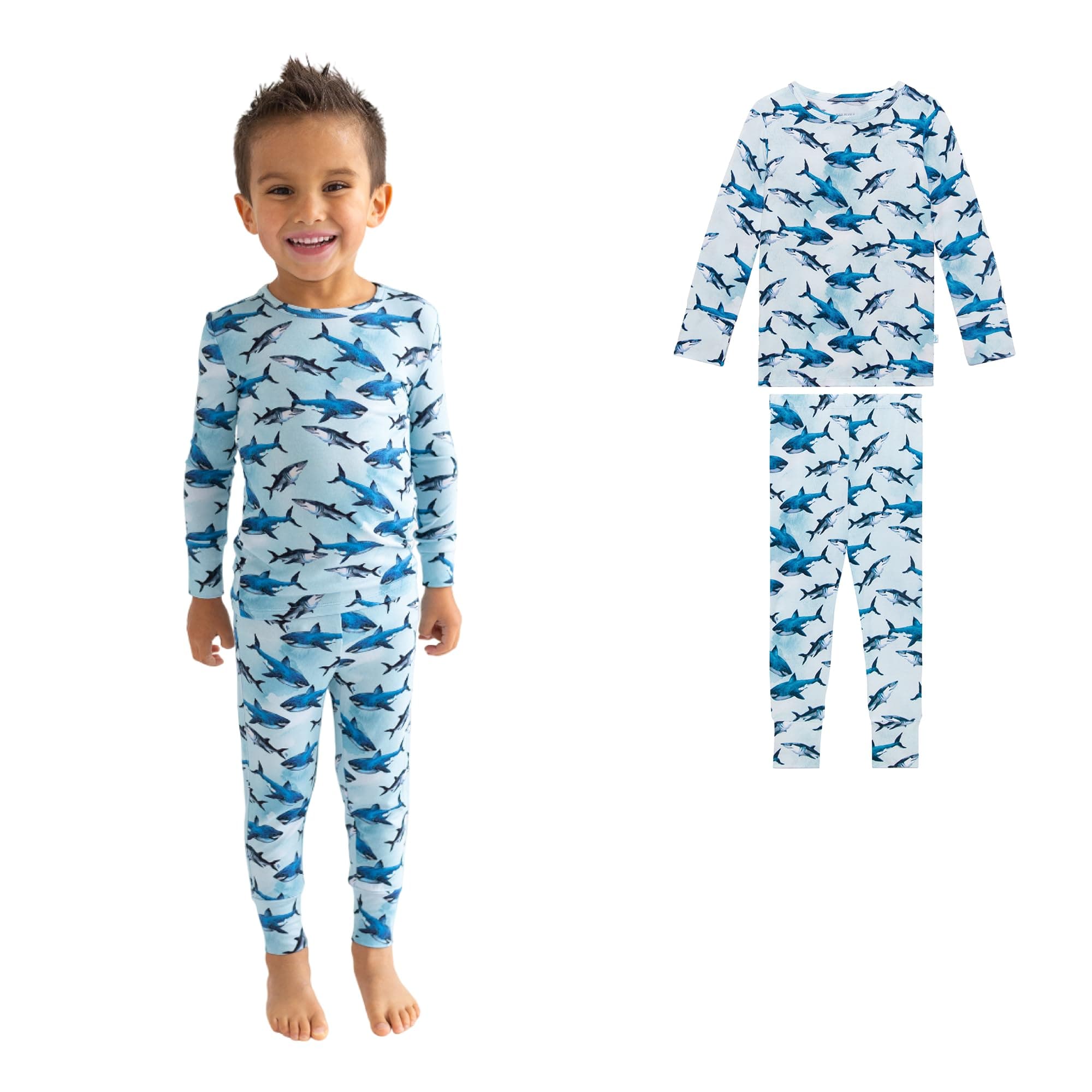 Posh Peanut Boys Pajamas - PJs for Kids Made of Soft Viscose from Bamboo, Long Sleeve Toddler PJs & Matching Boys Pajama Sets