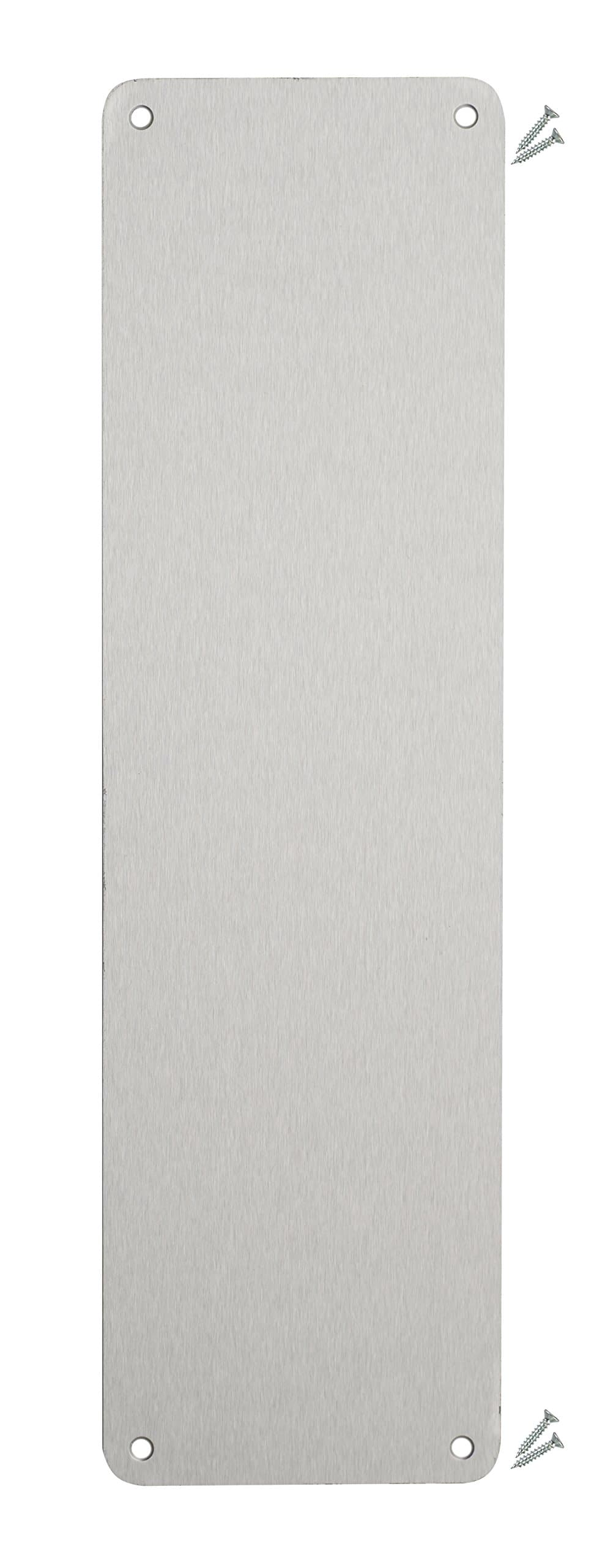 Fire Door Guru® Satin Stainless Steel Finger Plate/Push Plate - 300 x 75mm - Round Corner - Fixings Included