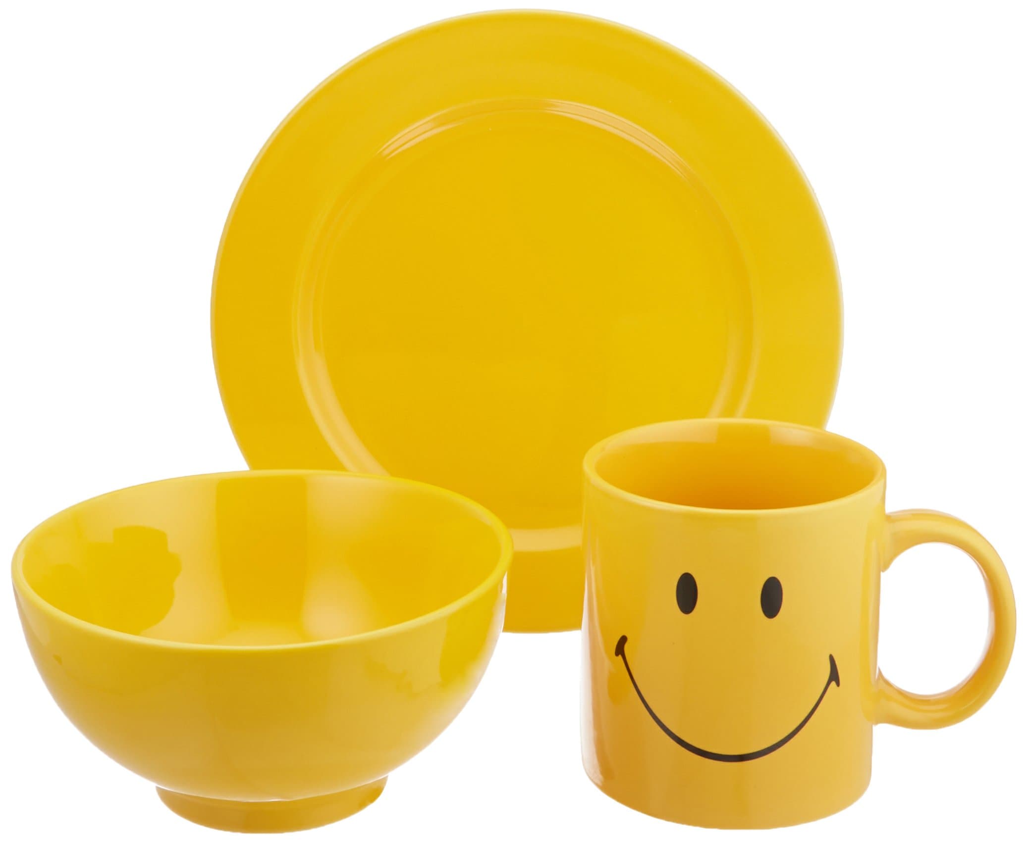Waechtersbach S3BSBC6015 Breakfast Set, Includes Smiley Mug, Cereal Bowl and Salad Plate, Buttercup