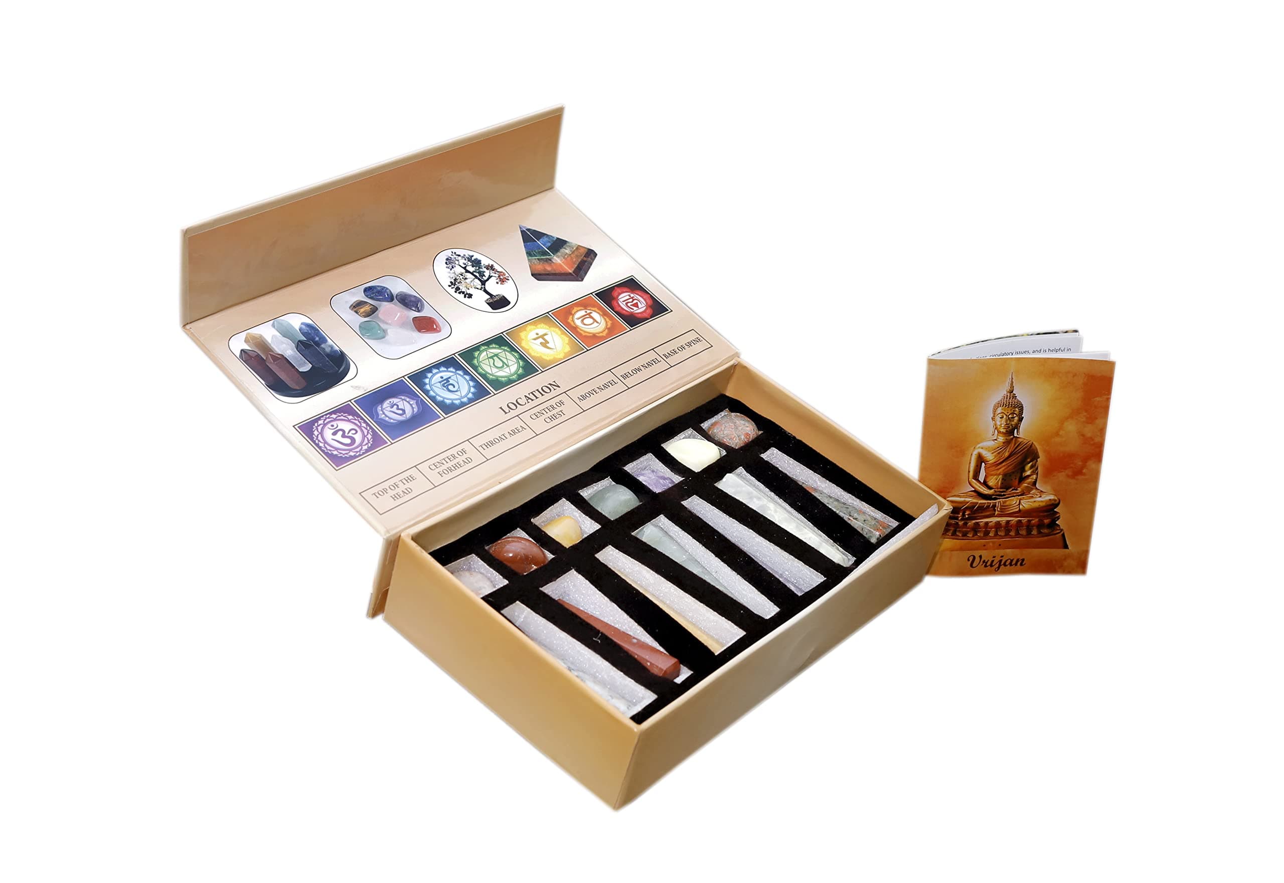 VRIJAN Healing Crystals and Gemstones, Crystal Healing Ornaments. All 7 Chakra Wands with Tumbled Stones Crystals Set of 14 Reki Crystals,Fengshui