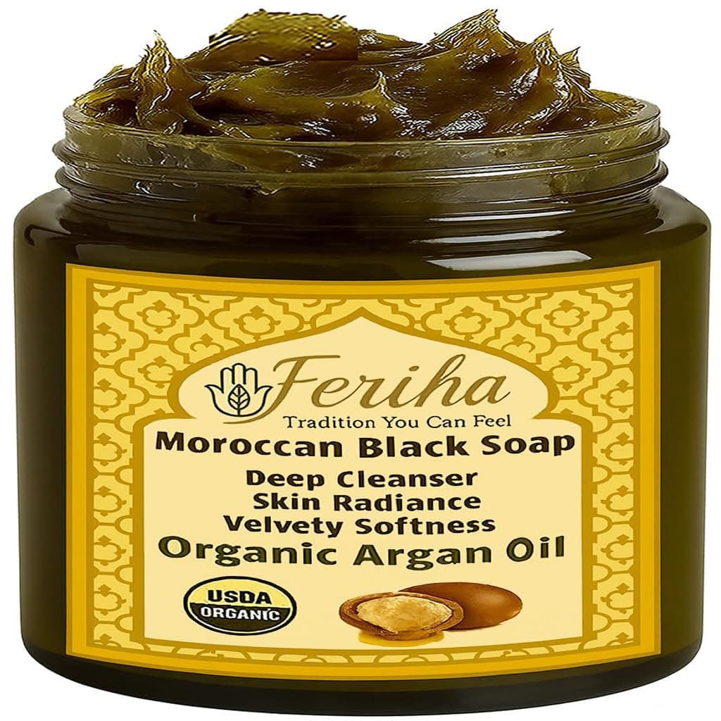 FERIHA - Premium Moroccan Black Soap with Organic Argan Oil, 100% Authentic, Beldi Craft Soap, Origin Cr