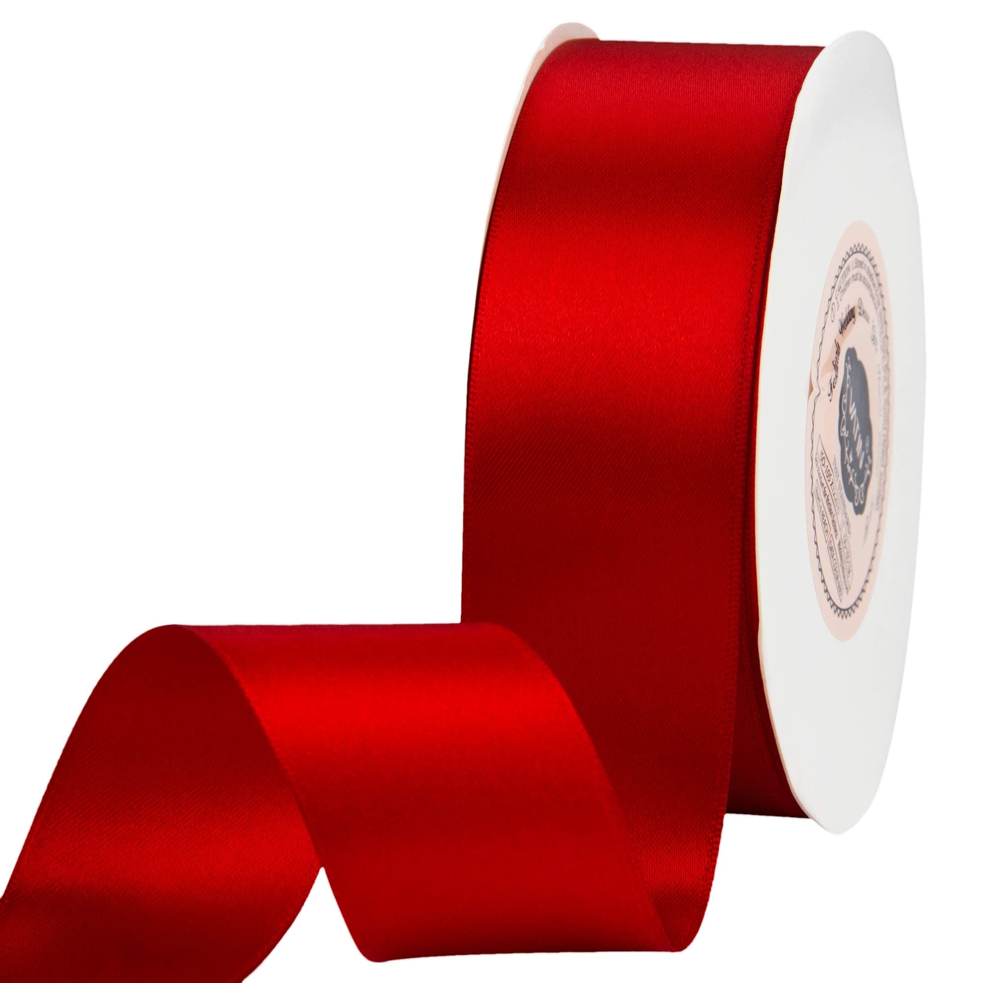 Solid Color Double Faced Red Satin Ribbon 1-1/2" Wide 50-Yards Long Perfect for Wedding Decor, Crafts, Bow Making, Sewing, Gift Package Wrapping and Other Projects