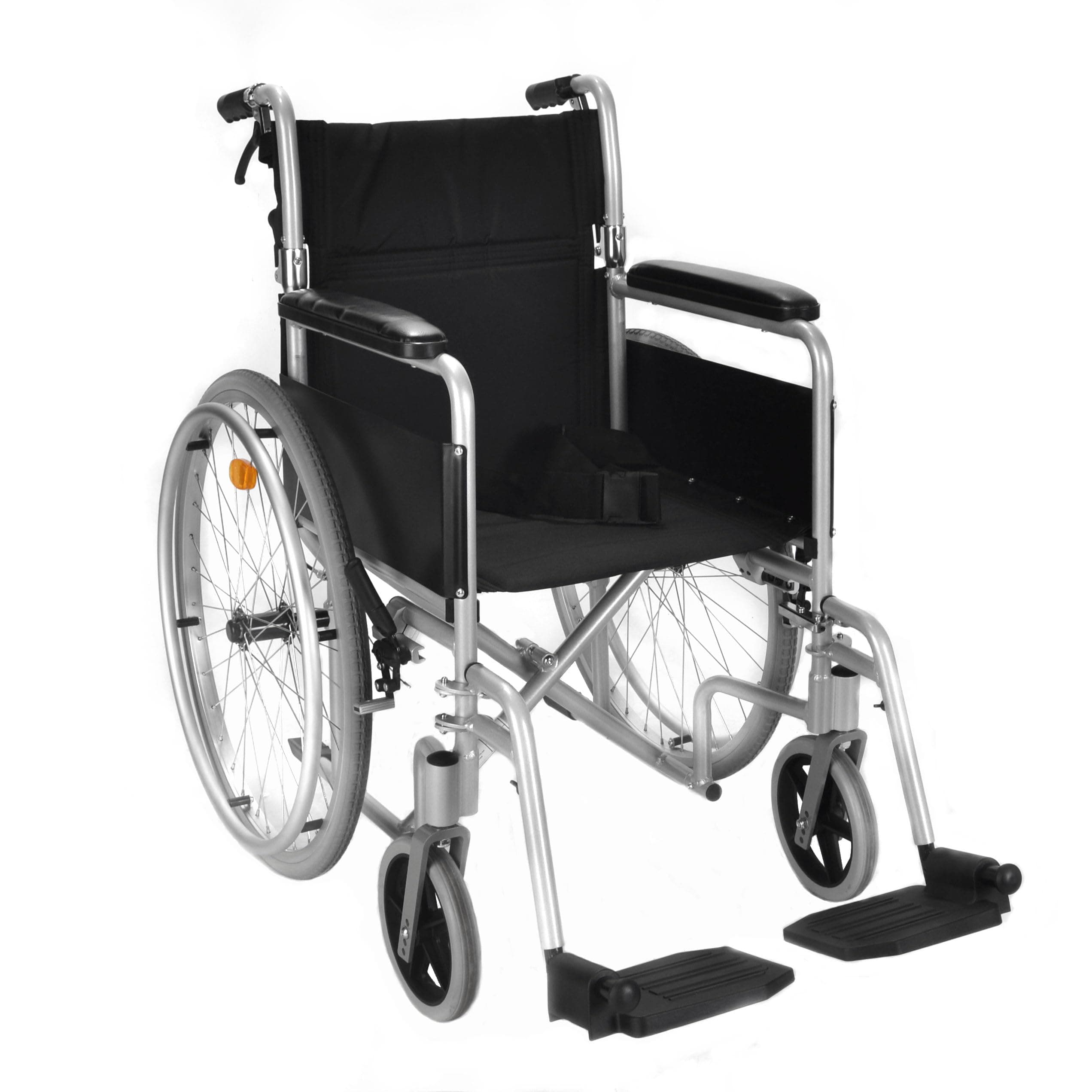 Lightweight Aluminium self propelled Folding Wheelchair 8.5kg Carry Weight, 18 Inch Seat Width with Attendant handbrakes