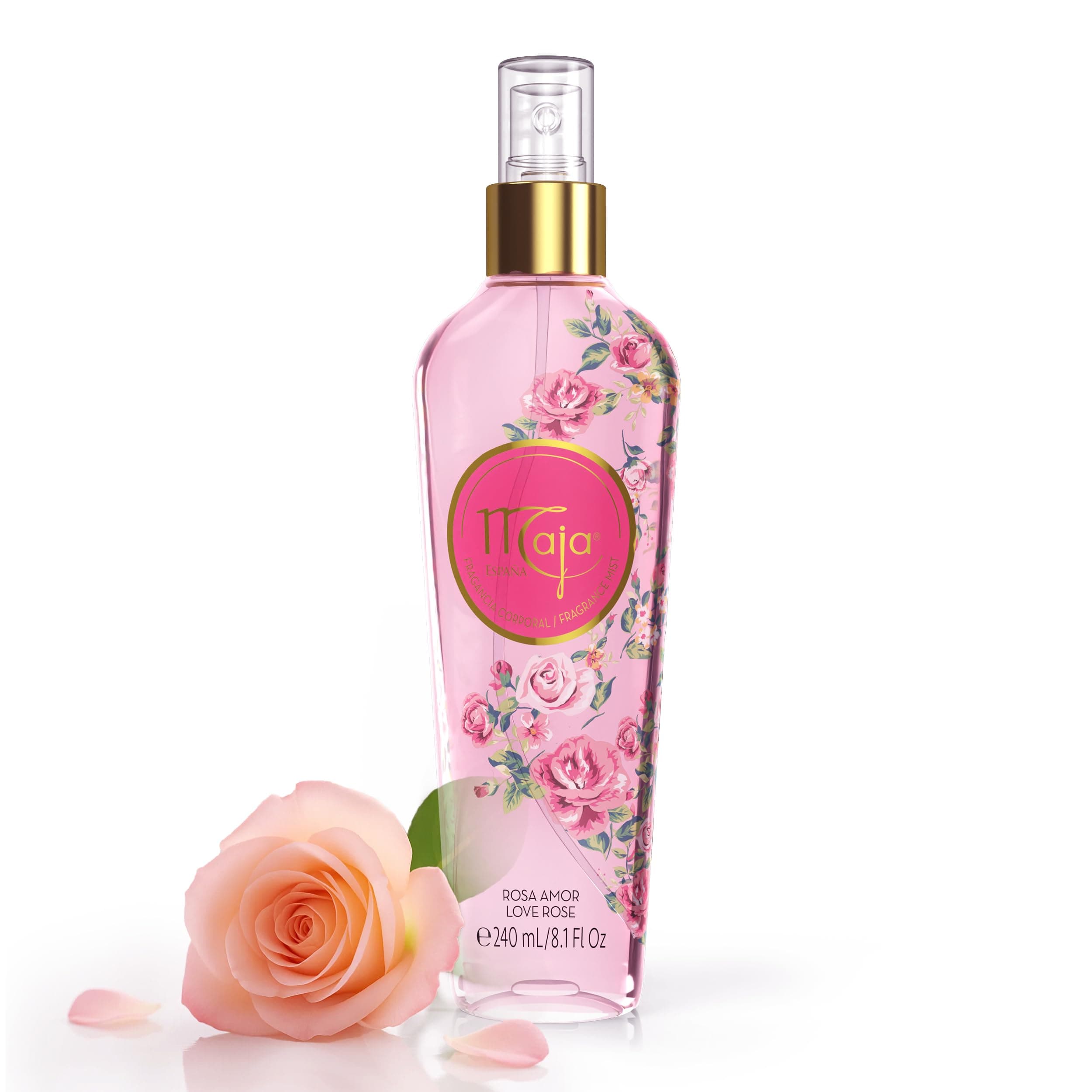 Maja Love Rose Body Spray for Women Light & Refreshing Mist with Rose and Fruity Notes, Long-Lasting Feminine Fragrance, Gentle on Skin, Classic Spanish-Inspired Design – 8.1 Fl Oz | 1-Pack