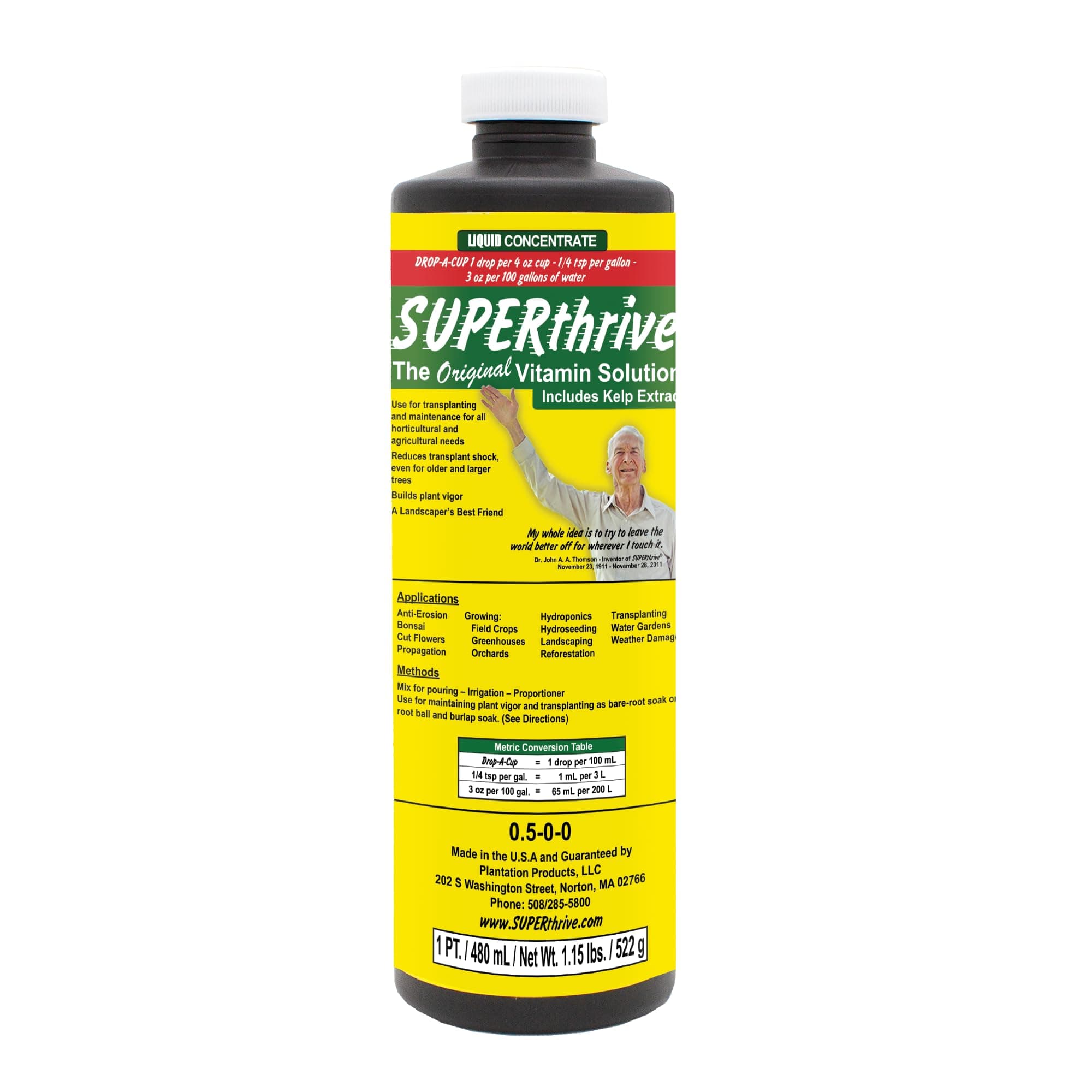 Superthrive VI30155 Hydrogarden Vitamin Solution, Plant nutrients, Plastic bottle, Multi, 1 Pint