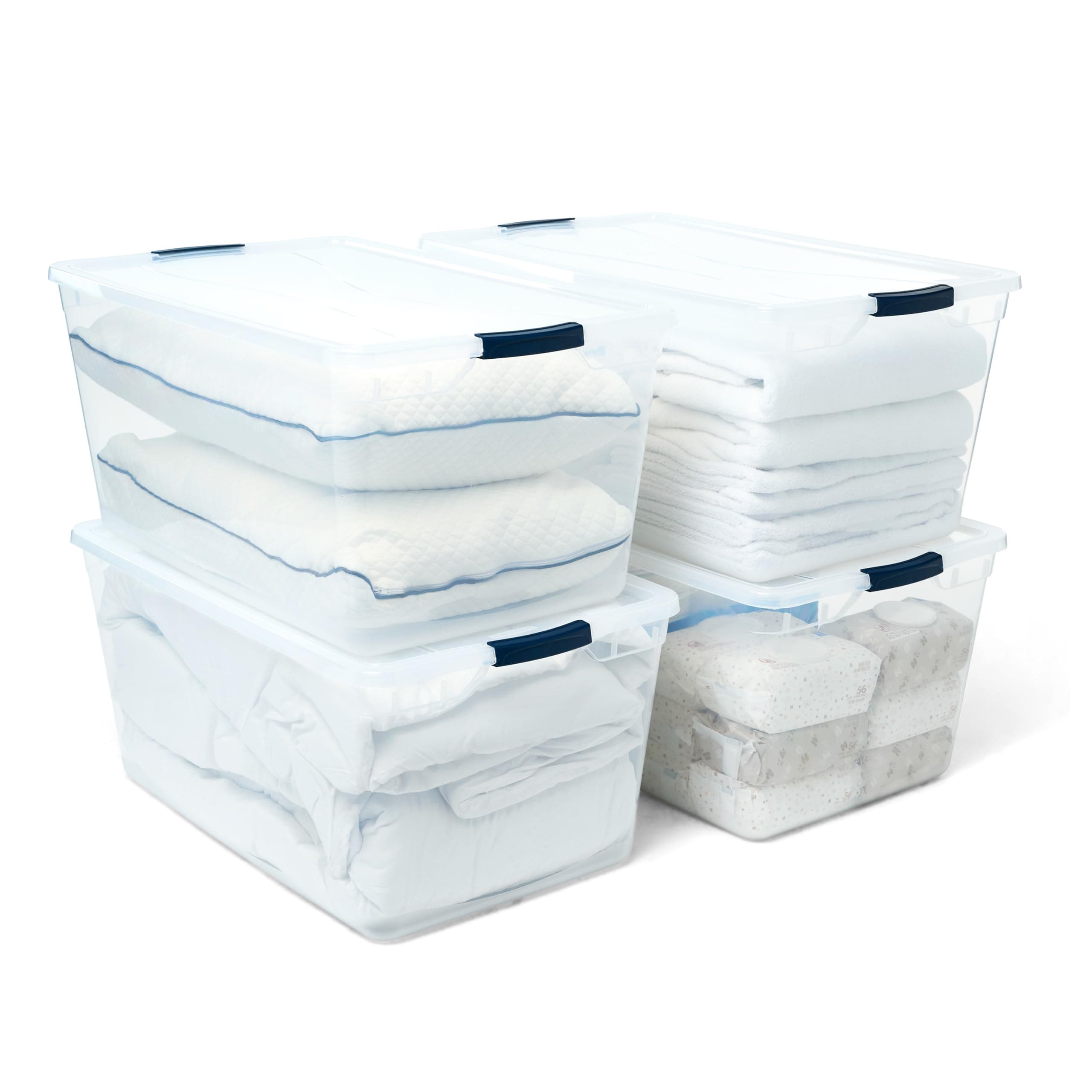 Rubbermaid Cleverstore Clear Plastic Storage Bins with Lid, 95 Qt-4 Pack, 4 Count