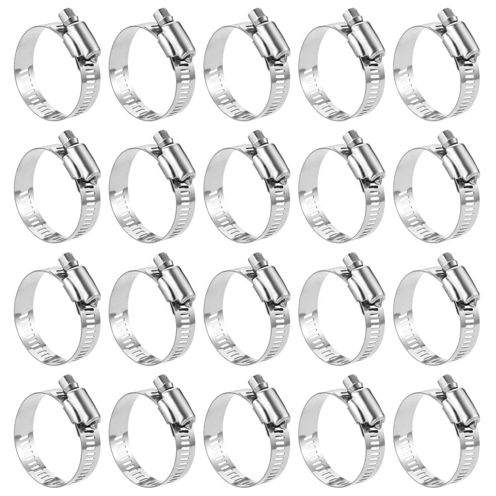 - LOKMAN 20 Pack Stainless Steel Worm Gear Hose Clamp, 1-1/8'' - 2'' (27-51mm), Silver, Adjustable, Auto, Industrial, Marine, Household