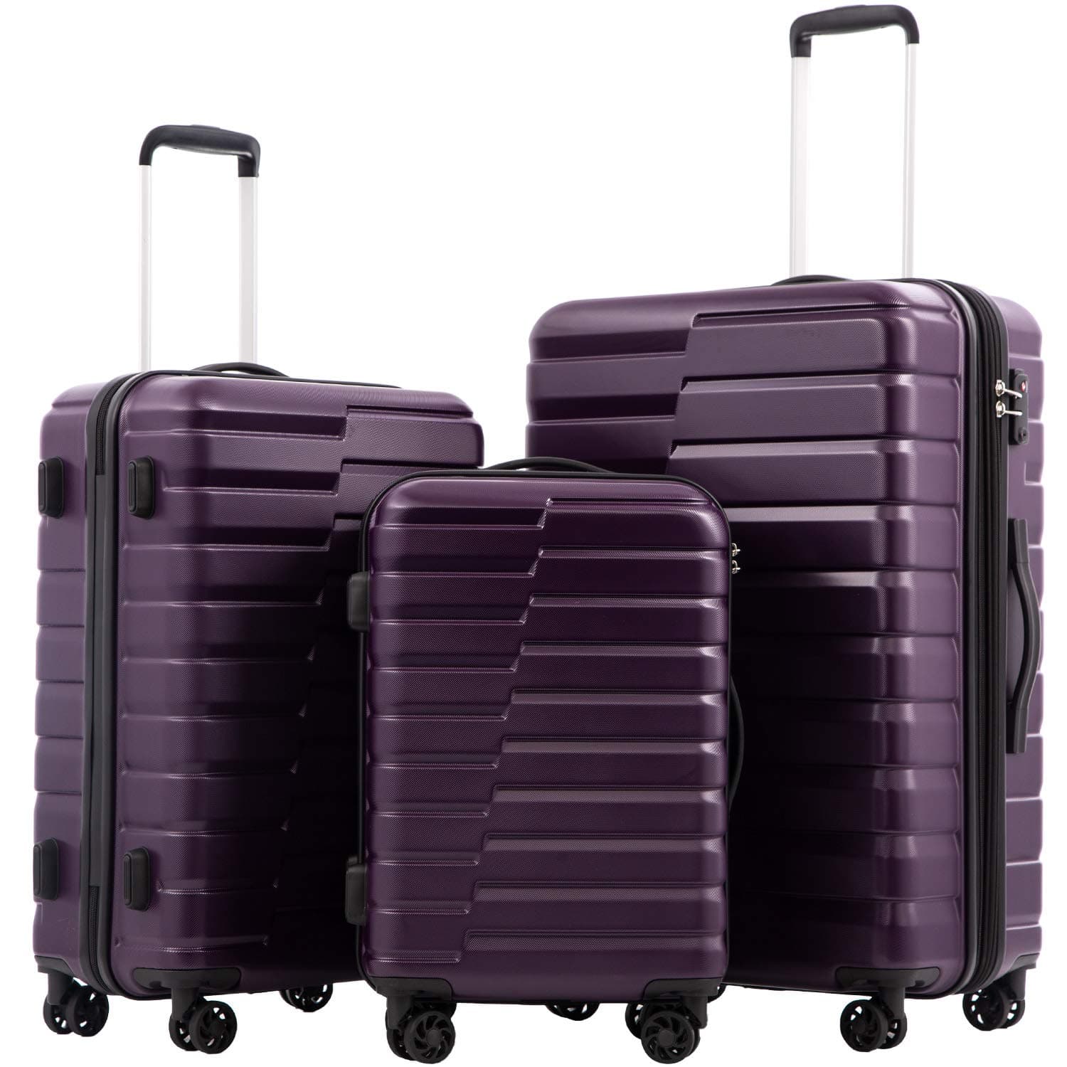 Luggage Expandable Suitcase PC ABS TSA Luggage 3 Piece Set Lock Spinner Carry on (purple, 3 piece set)