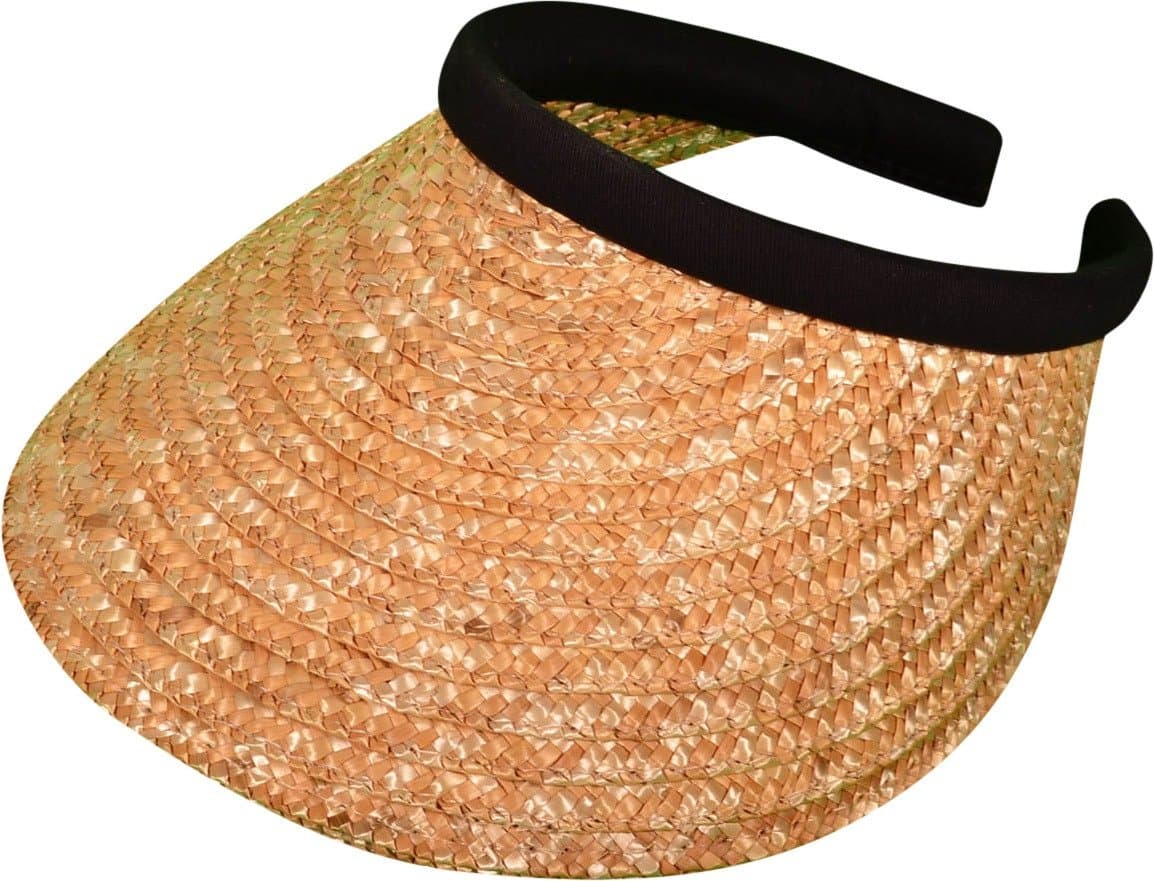 Sewn Braid Wheat Straw Clip-on Visor (Wheat)
