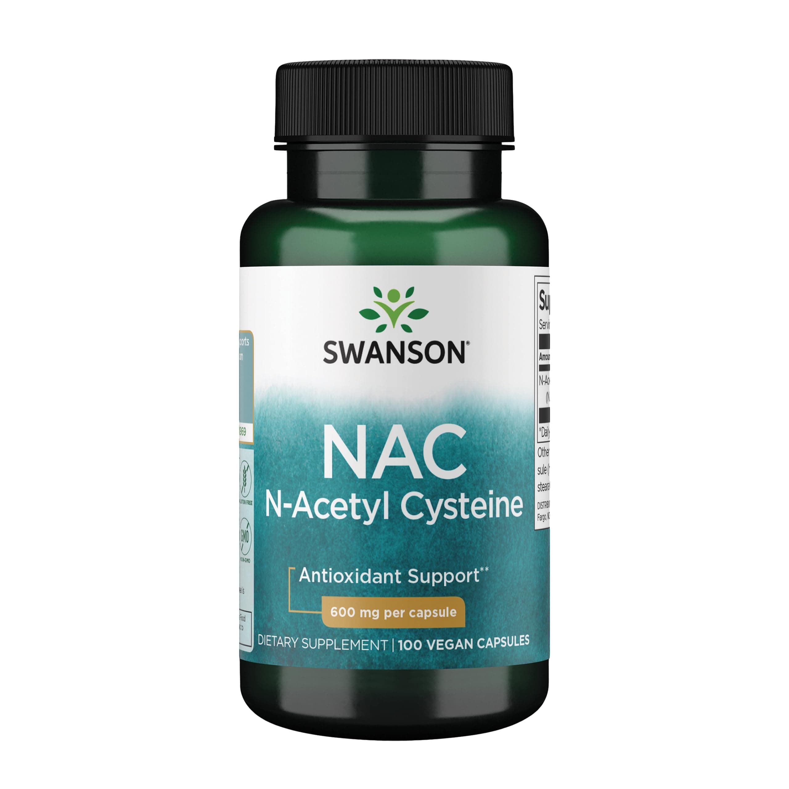 SwansonPremium Brand NAC N-Acetyl Cysteine - 600 mg, 100 Capsules - Antioxidant and Cellular Health Support Supplement