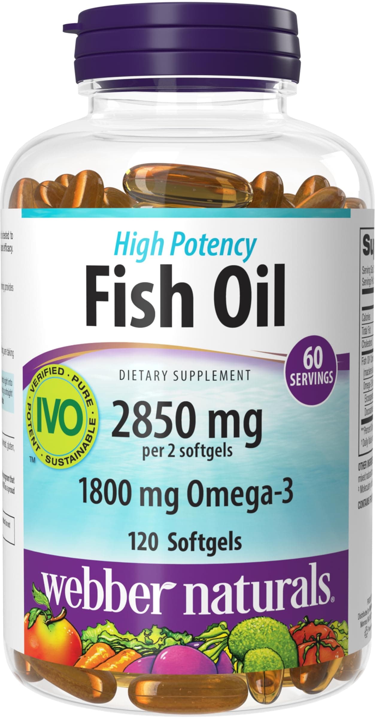 Triple Strength Omega-3 Fish Oil, 1,800 mg Omega-3 (1,200 mg EPA / 600 mg DHA) per Serving, 120 Clear Enteric Softgels, No Fishy Aftertaste, for Heart, Brain and Joint Health