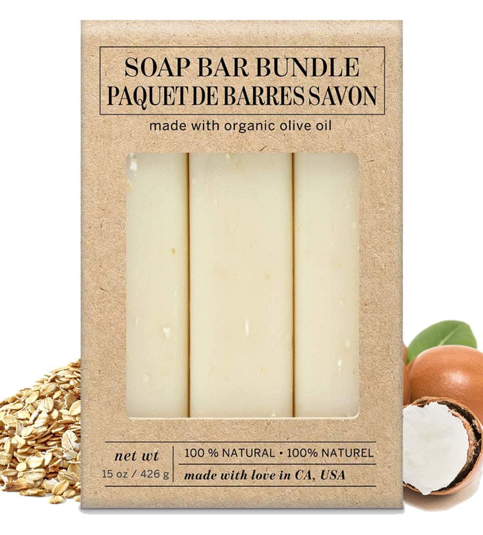 Exfoliating Bar Soap 3 Pack by – 100% Natural & Organic - Infused with Shea Butter & Oats - Deep Clean, Refreshing, Moisturizing & Hydrating - Triple-Milled - 3 X 5 OZ