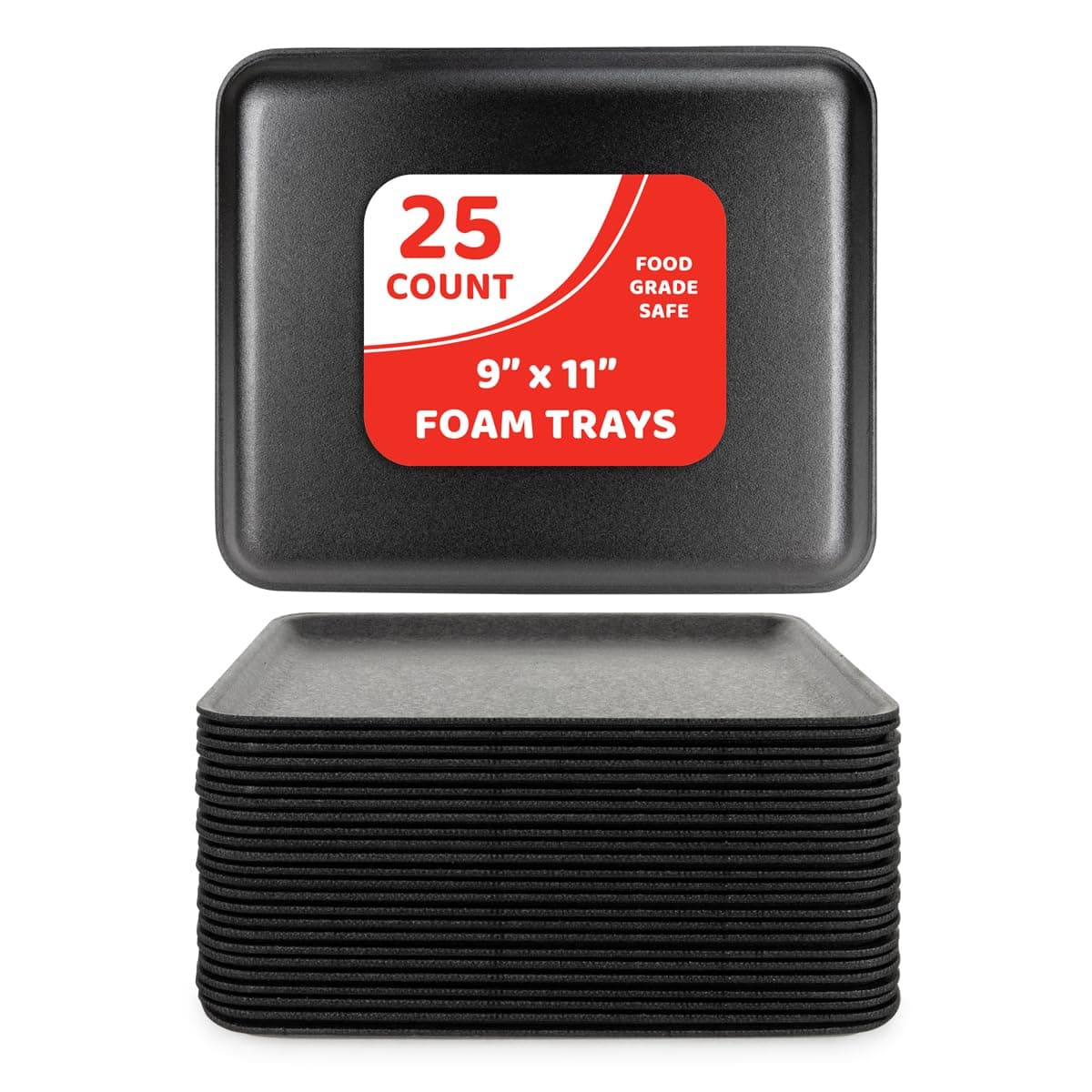 Hygloss Black Foam Trays 9 x 11-Inch - Pack of 25 - Versatile Trays for Crafts & Food - Ideal Foam Tray for Food, Meat, Craft Projects - Durable Tray - Disposable & Reusable