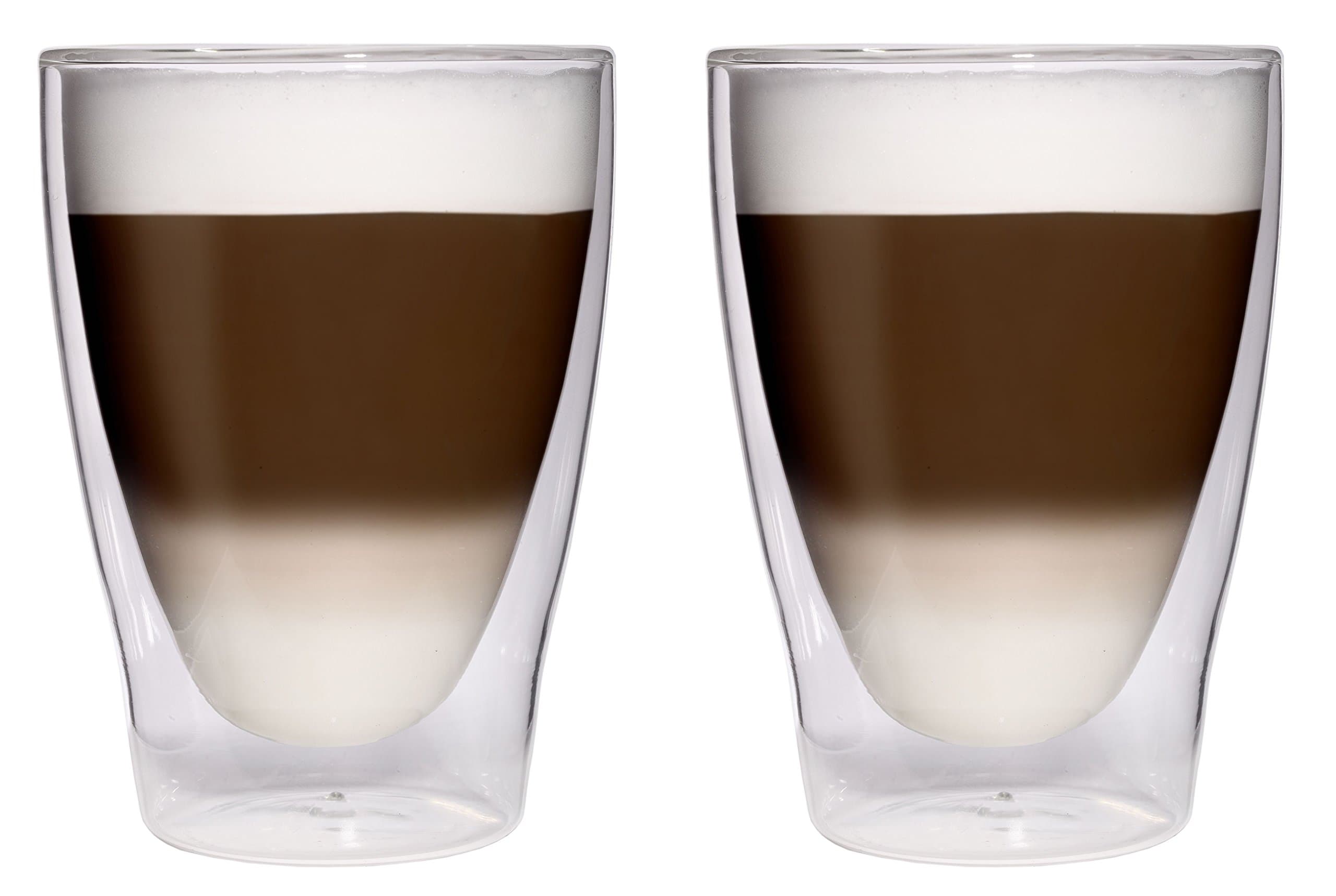 Feelino 2X 280ml XL Double-Walled Latte Macchiato Glasses/Cocktail Glasses/Ice Tea Glasses/Juice and Water Glasses - 2X 280ml Noble Thermo Glasses with Floating Effect