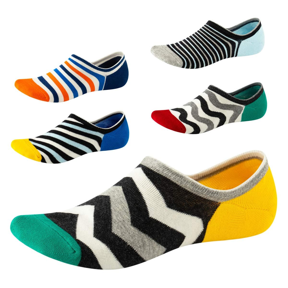 SEESILYNo Show Socks for Men&Women-Low Cut with Non Slip Grip-Invisible Socks for Boat Shoes Oxfords Loafers Sneakers Leather Shoes Size7-11 5 Pairs , 4, 7-11