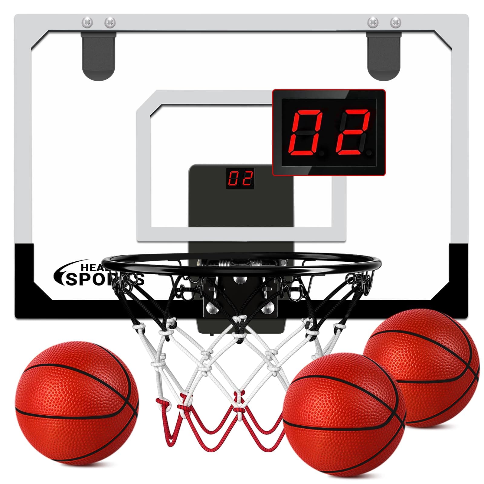 AOKESI Indoor Basketball Hoop for Room with Electronic Scoreboard - 17" x 12.5" Mini Over The Door Basketball Toys Gift for 5 6 7 8 9 10 11 12 Year Old Boys, Men and Adults