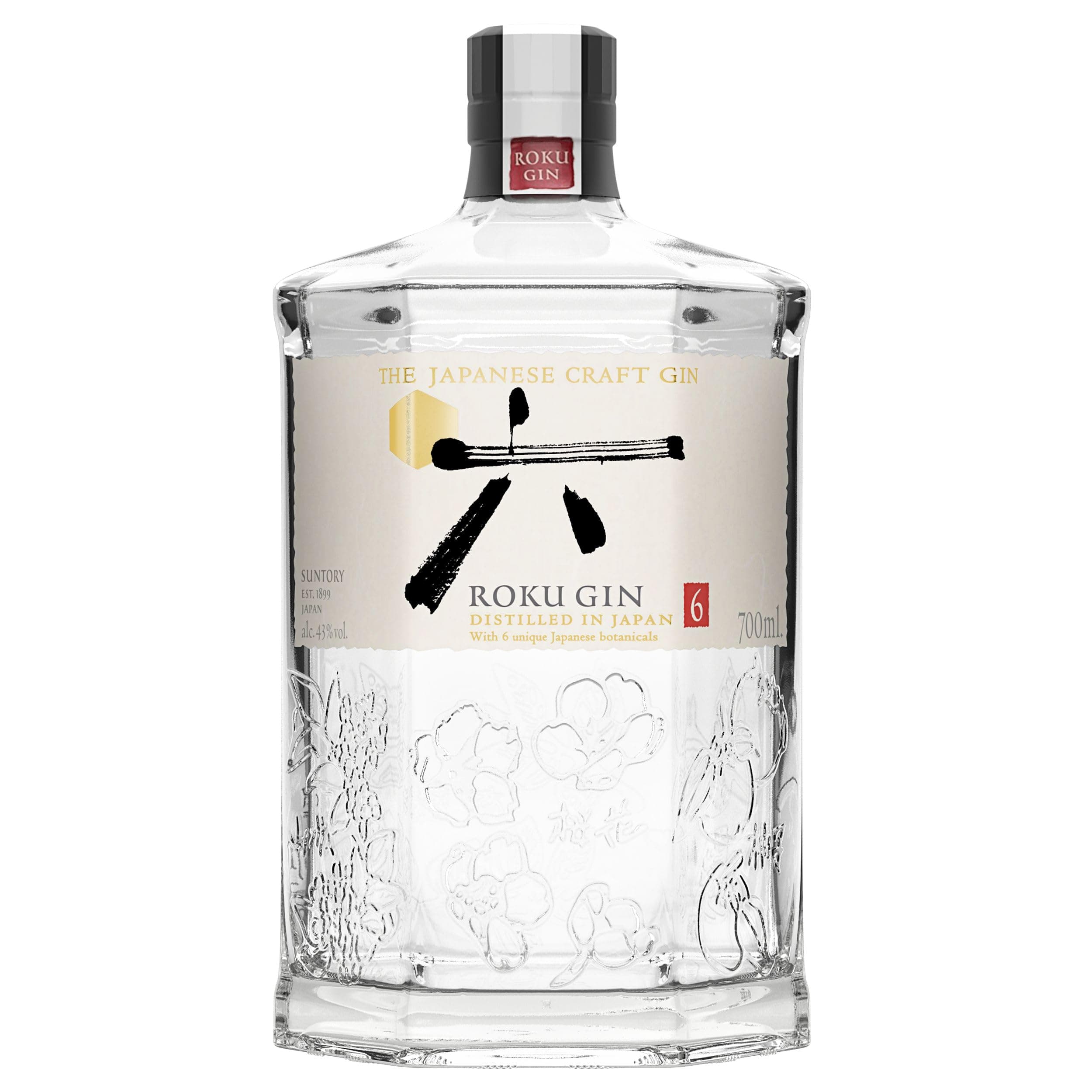 Suntory Japanese Gin - Roku - Six Japanese Botanicals - Cherry Blossom, Yuzu & Sansho Pepper - 70 cl, 43% ABV